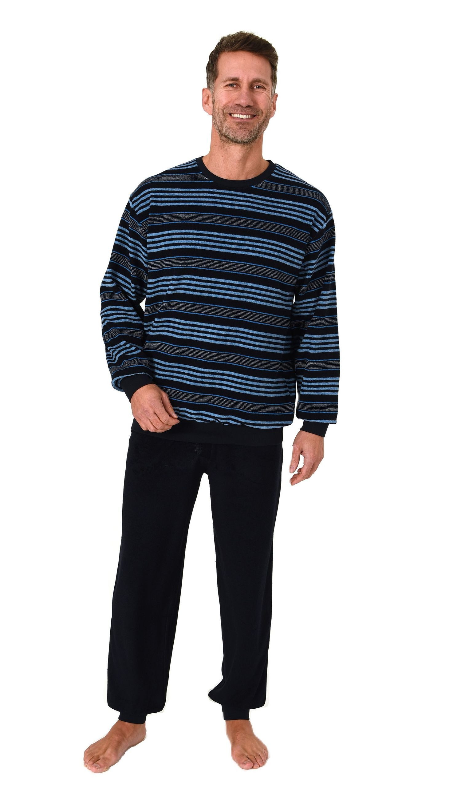 Normann Pyjama Normann Herren Frottee Schlafanzug Streifenlook – auch in Üb günstig online kaufen