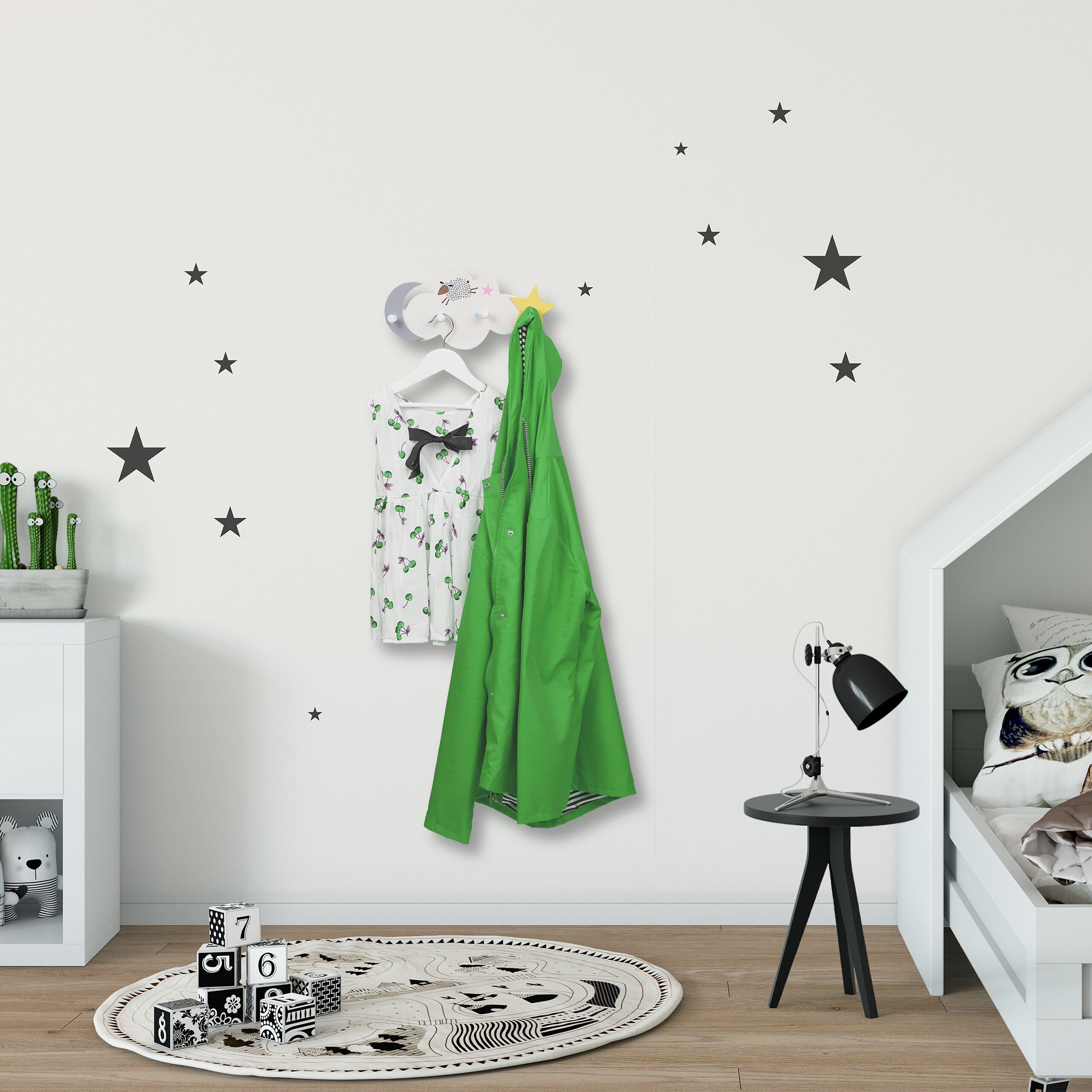 relaxdays Garderobenleiste Kindergarderobe Wolke-Mond-Stern günstig online kaufen