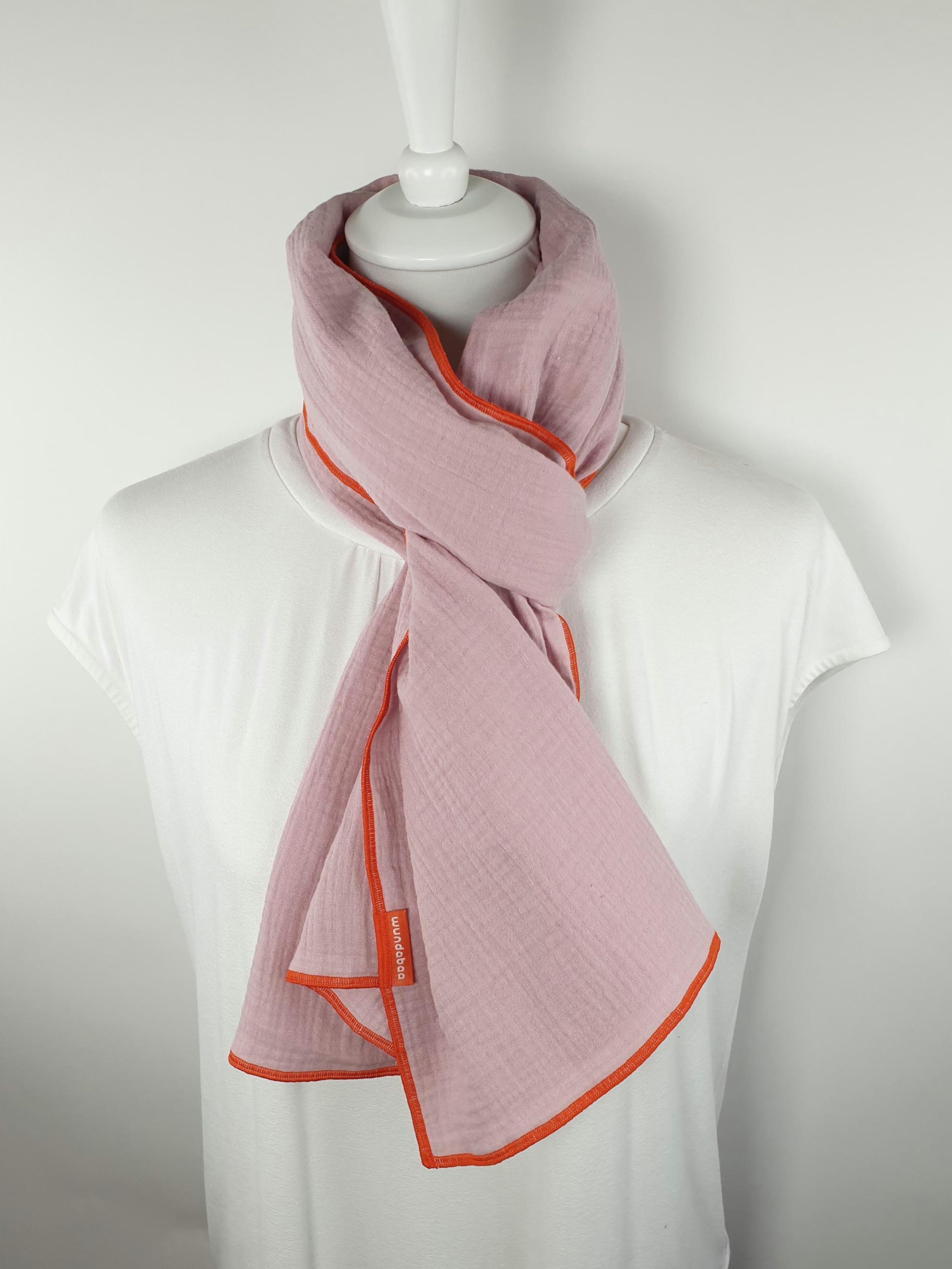 wundabaa Modeschal Leichter Musselinschal 170 x 44 mit Rand in Neonfarben