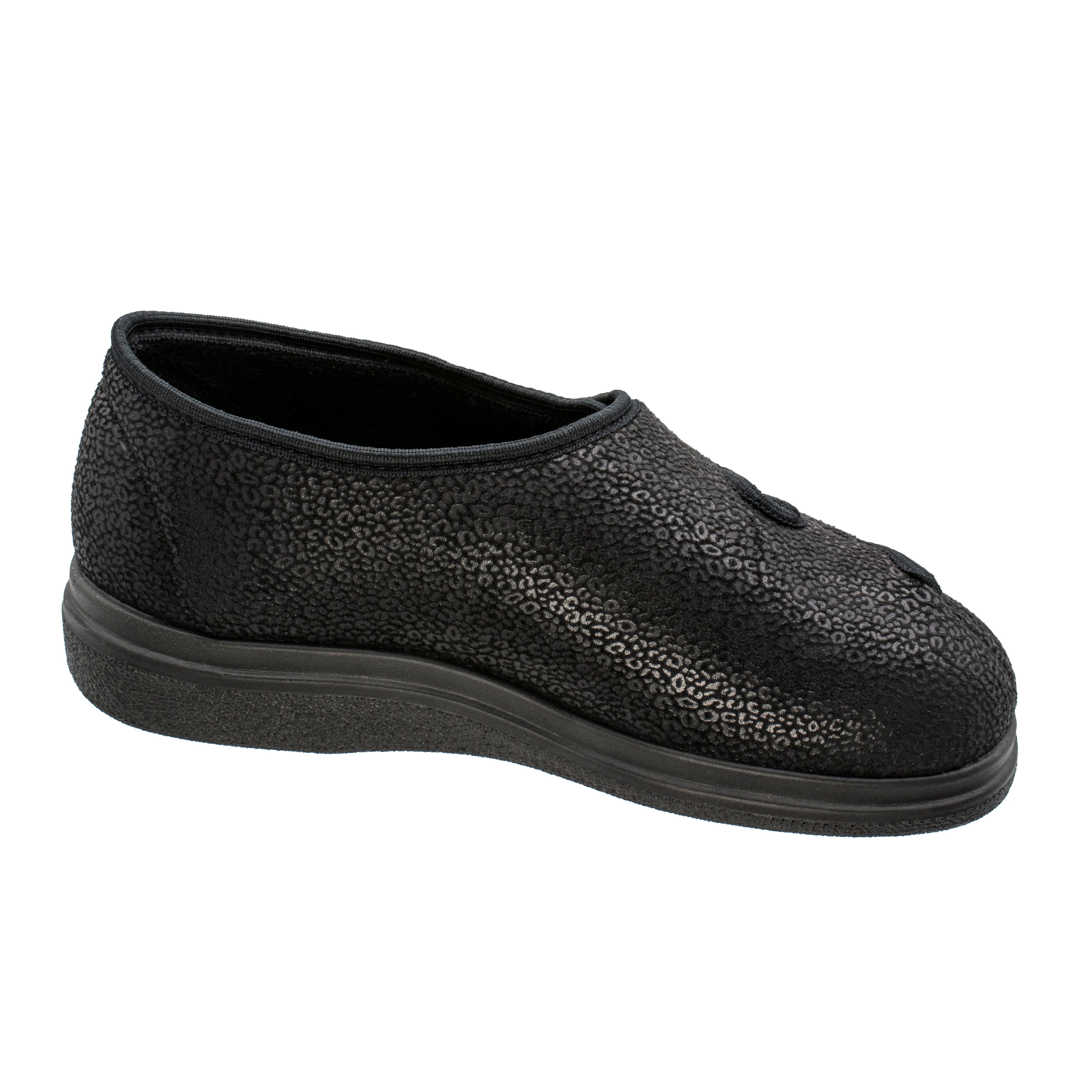 Fischer-Markenschuh Ortho Hausschuh Klettverschluss, Weite K, Einlegesohle herausnhembar, Reptilstretch