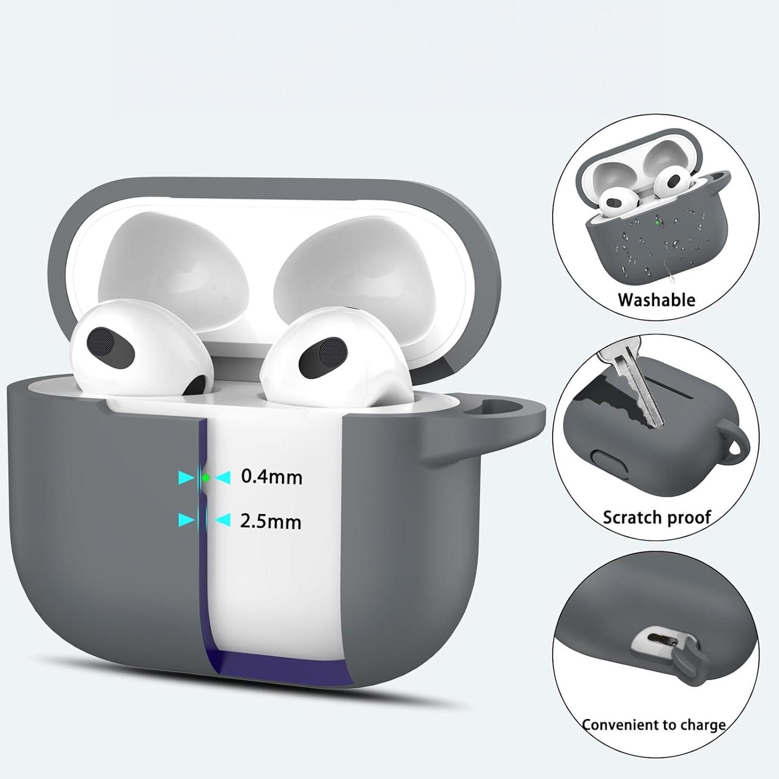 CoolGadget Kopfhörer-Schutzhülle für AirPods 3 Silikon, Stoßfest Clip Karabiner kabelloses laden Case Schutz Cover