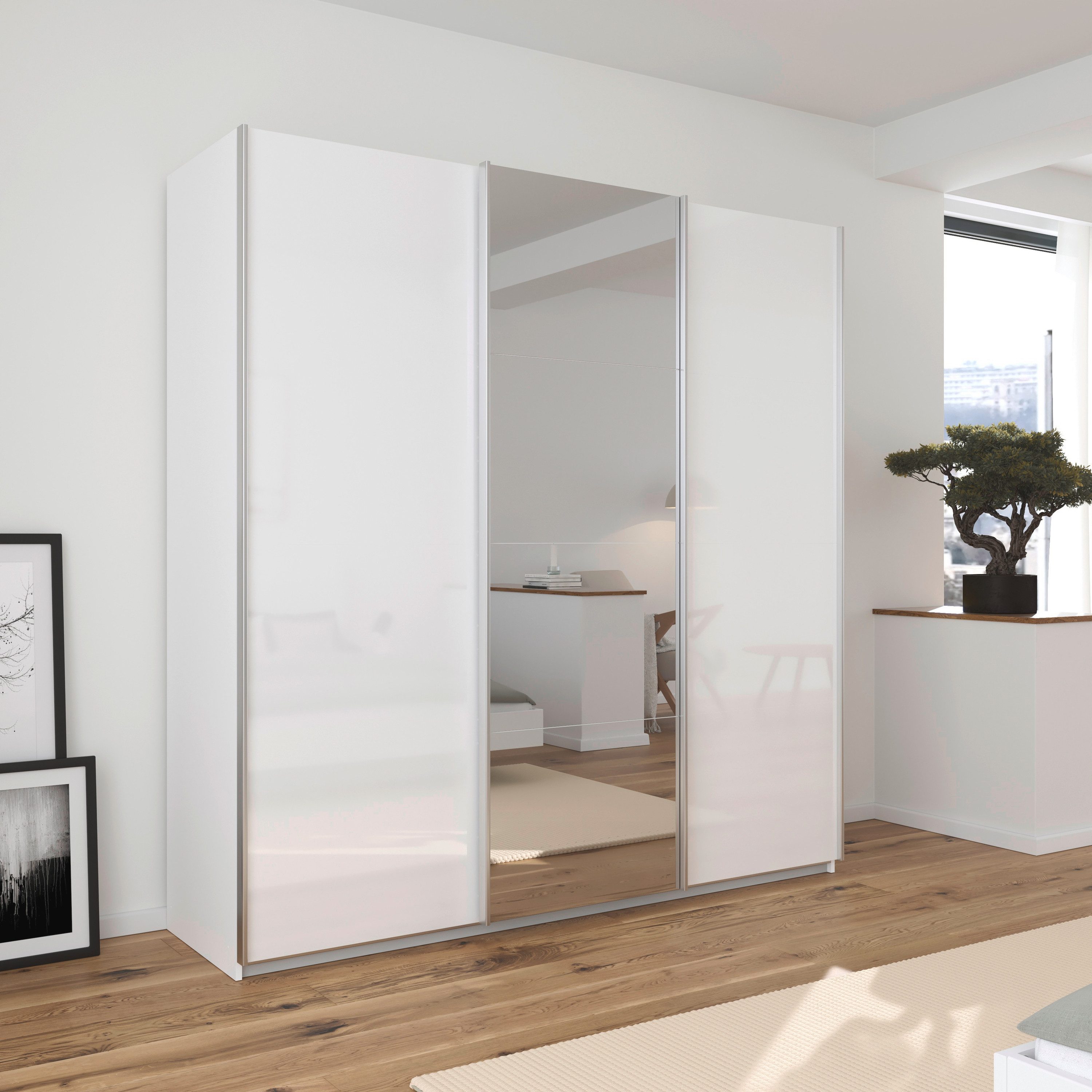 OTTO home Schwebetürenschrank Kleiderschrank Schrank Schlafzimmerschrank Garderobe AGORDO (Breiten 203/271/315/360 cm in drei Griff-Farben - NEU: Farbe SCHWARZ) Top Innenausstattung, in 4 Breiten und 2 Höhen MADE IN GERMANY