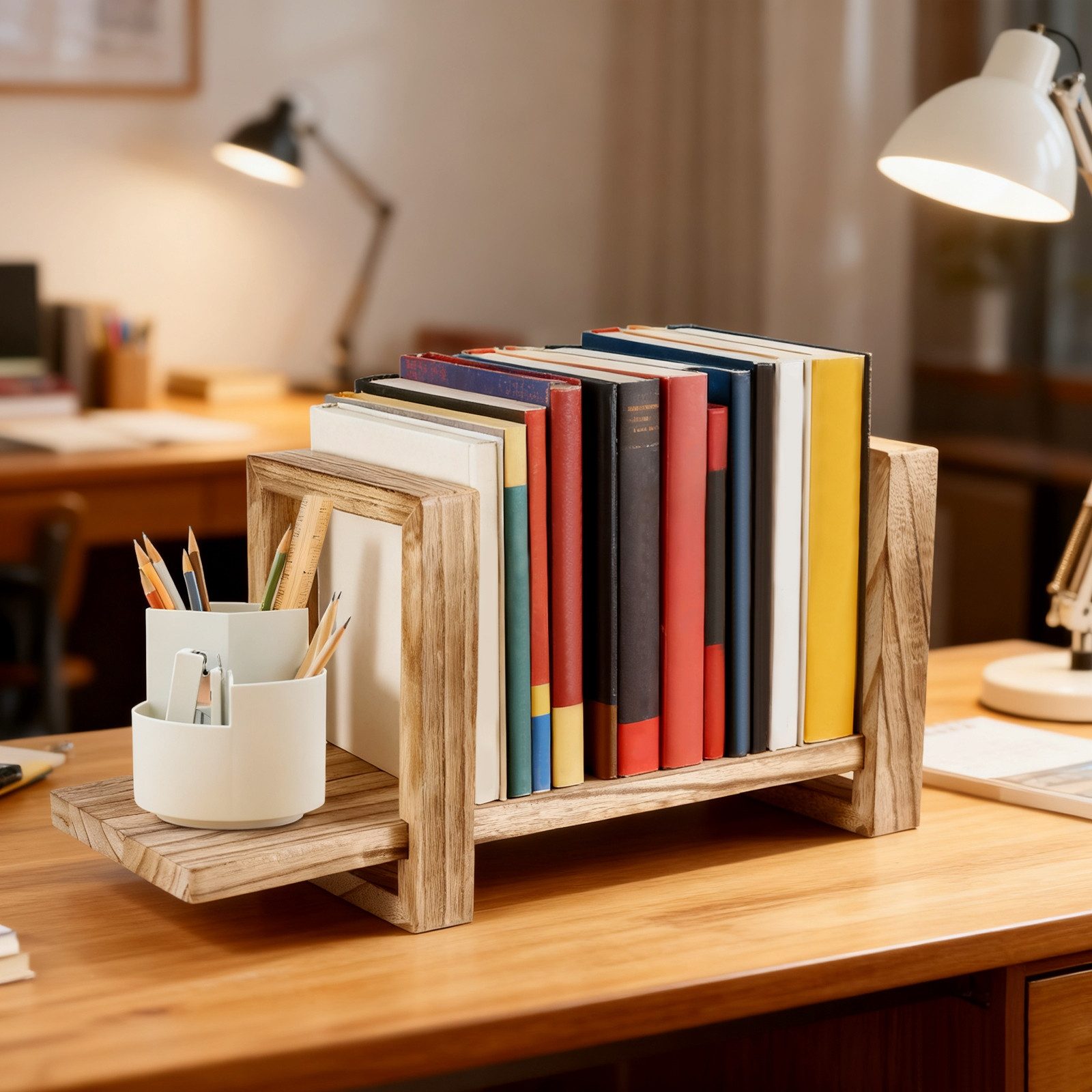 BlingBin Bücherregal Verstellbares Desktop-Bücherregal Tischregale Holz Reg günstig online kaufen