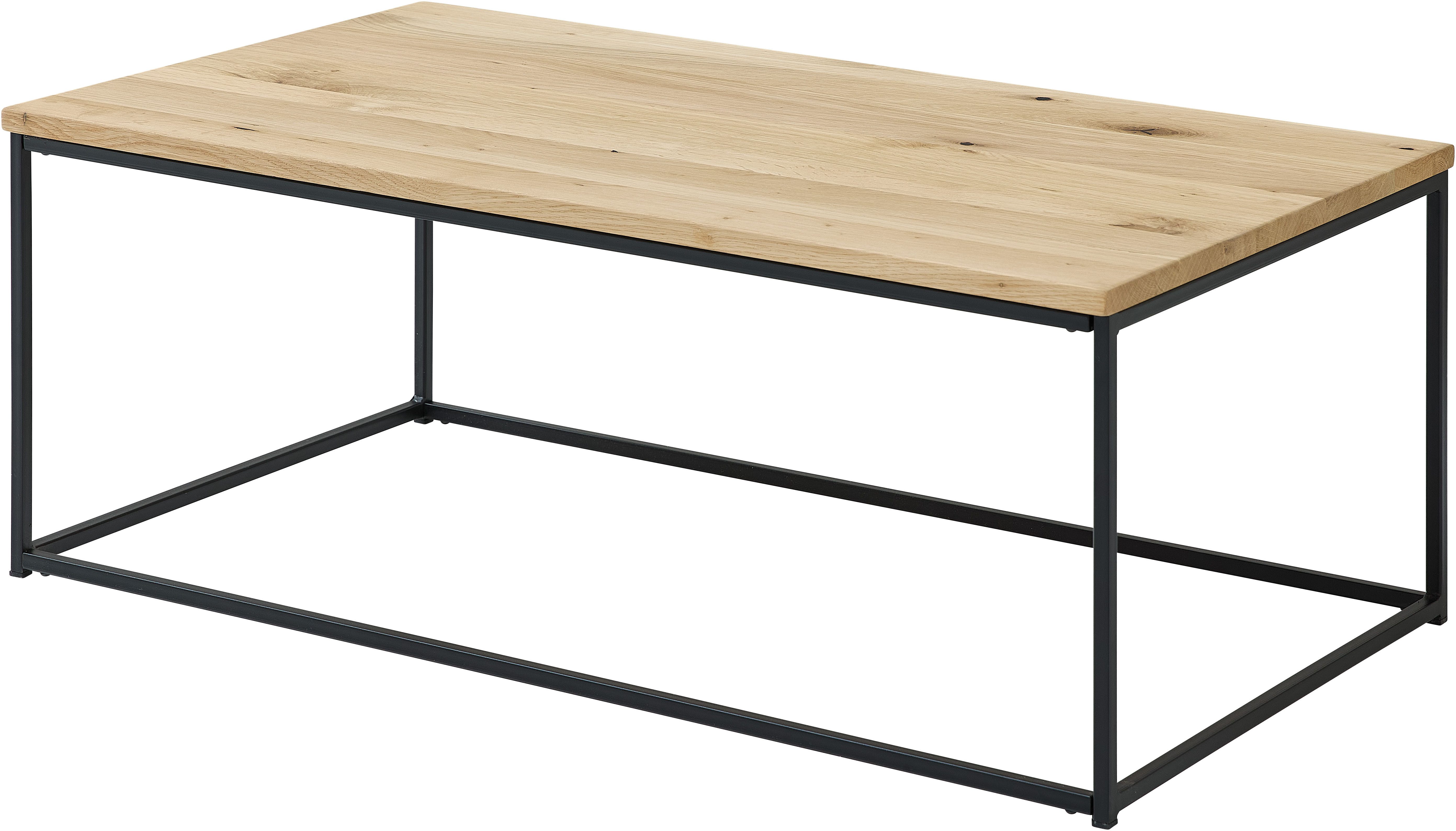 Stolkom Sp.z.o.o. Couchtisch Thor Wohnzimmertisch Massivholz im Industrial Style BxHxT 110x40x60 cm, FSC-Zertifizertes Massivholz, Eiche Massivholz geölt