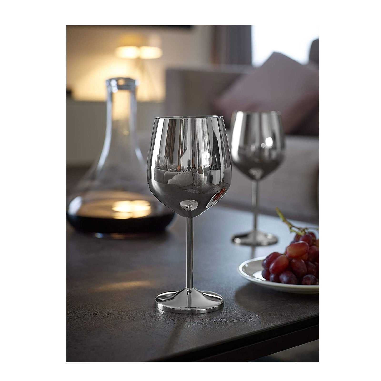 ECHTWERK Tasse Weingläser aus Edelstahl 2tlg., 2-tlg., Edelstahl, bruchsichere Weinkelche, Weingläser Set, Bordeaux-Glas, Burgunder-Glas – Bild 4 von 5