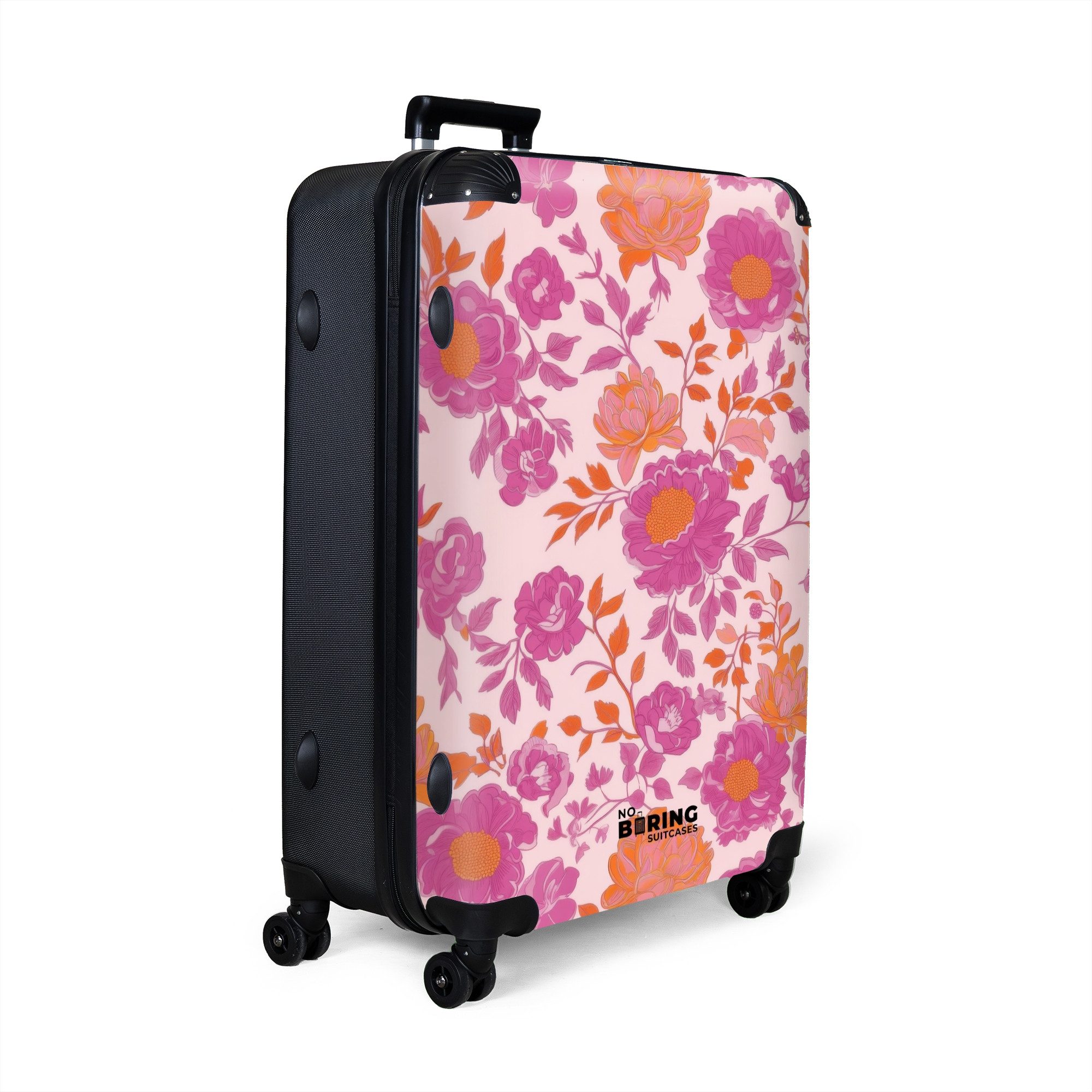 NoBoringSuitcases.com© Hartschalen-Trolley Lila Blumen mit rosa günstig online kaufen