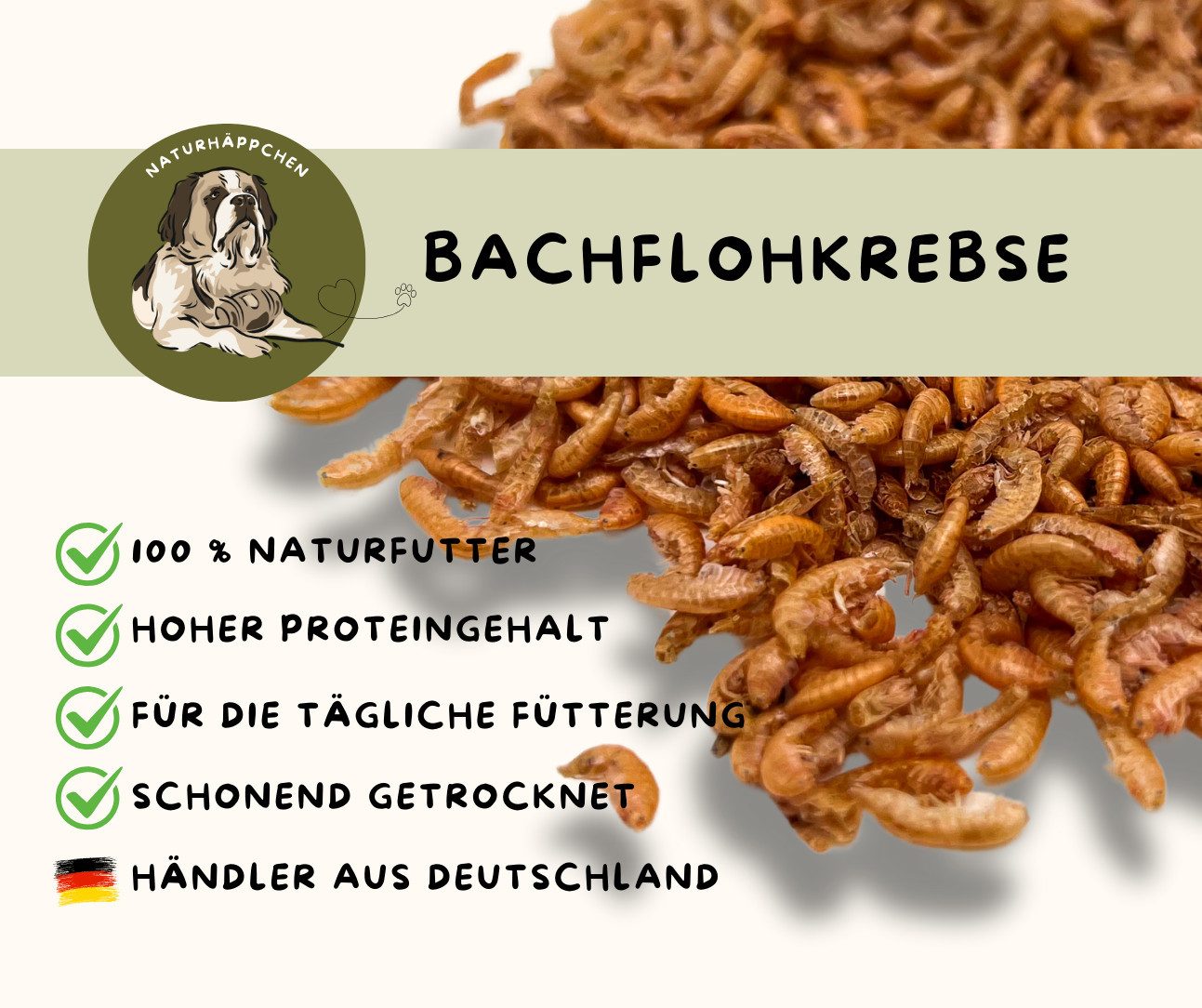 Warnick´s Tierfutterservice Bachflohkrebse "Gammarus" - Naturfutter für Fische & Reptilien, Ergänzungsfutter für: Fische, Reptilien