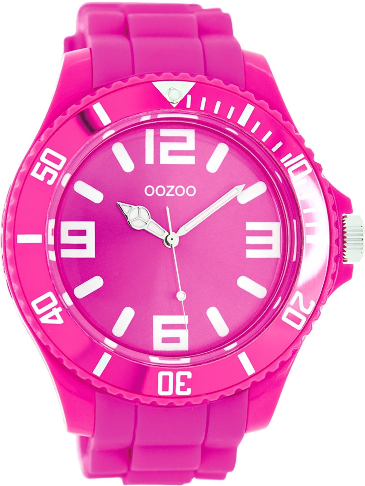 OOZOO Quarzuhr Oozoo Unisex Armbanduhr Vintage Series, (Analoguhr), Damen, Herrenuhr rund, extra groß (ca. 48mm) Silikonarmband pink