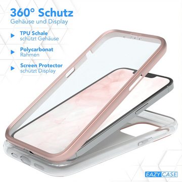 EAZY CASE Handyhülle IMD Fullcover Case für Apple iPhone 13 Pro 6,1 Zoll, Fullcover Schutz Marmor Rundum Schutzfolie Vorder- und Rückseite Rosé