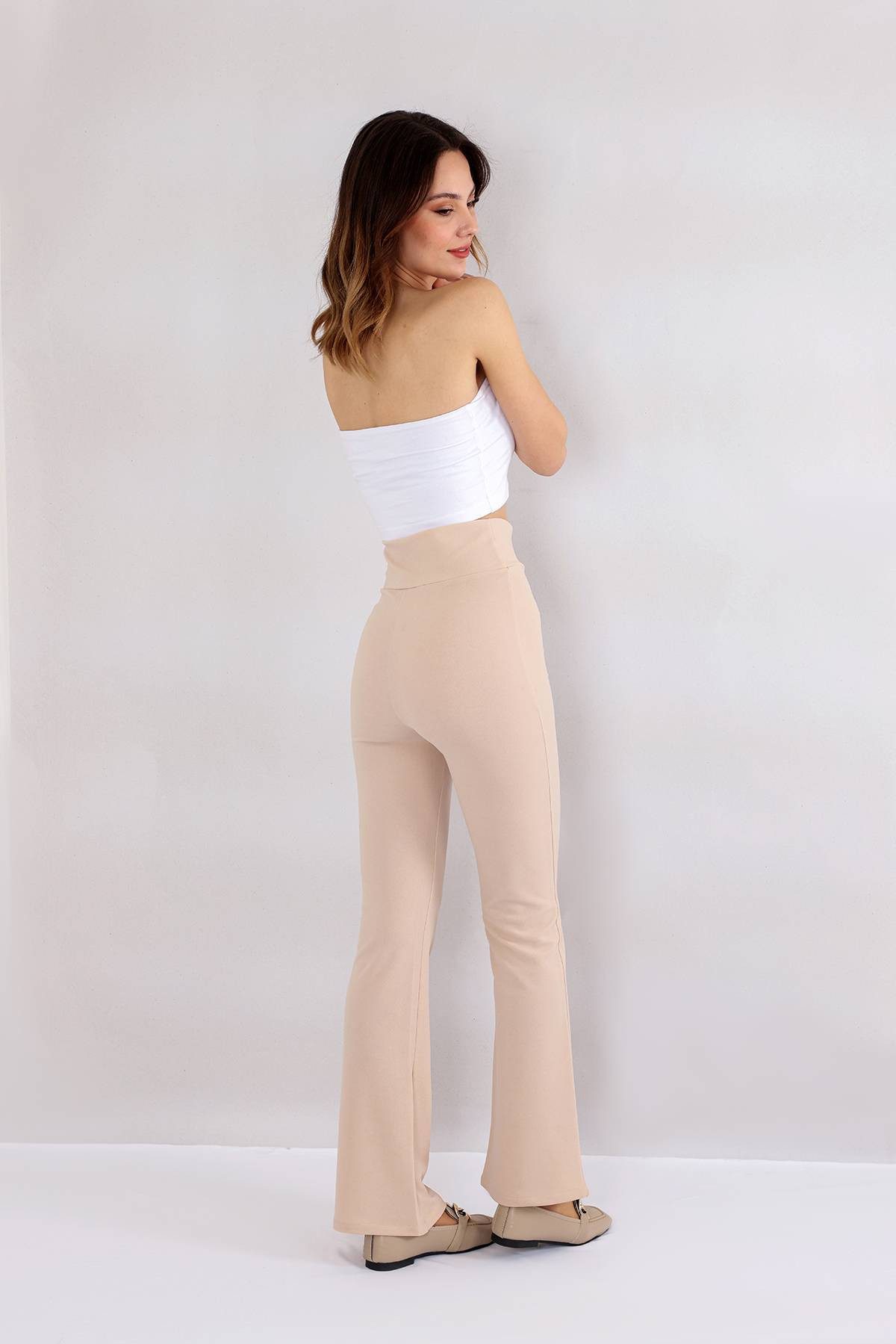 fashionshowcase Schlaghose Damen Scuba Hose High Waist elastisch für Yoga Freizeit & Abendmode Knitterfrei, Bequem & Figurbetont