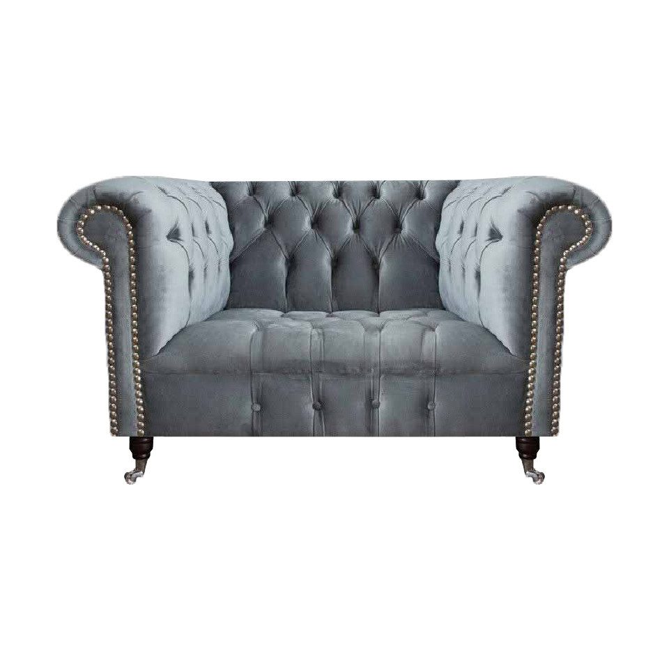 Xlmoebel Chesterfield-Sessel Eleganter Sessel in Grau aus hochwertigem Textil (1-St., Sessel), Hergestellt in Europa