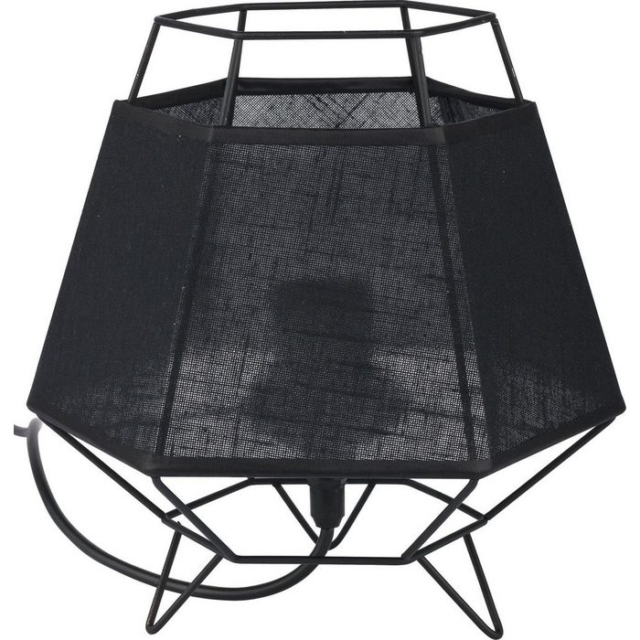 Licht-Erlebnisse Tischleuchte CRISTAL ohne Leuchtmittel Tischlampe E27 25 cm Schwarz Stoff Modern Beleuchtung