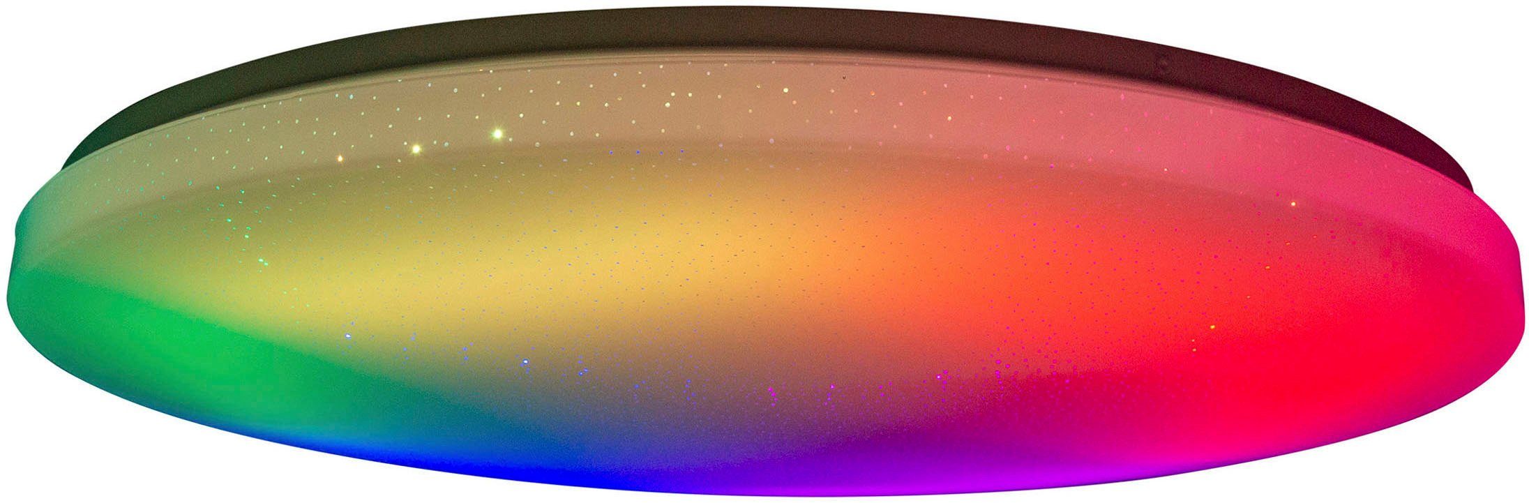 näve LED Deckenleuchte Rainbow, CCT integriert, Warmweiß, RGB, LED fest Fernbedienung, dimmbar, Fernbedienung Kristalleffekt, - CCT, über Farbwechsler, Neutralweiß, RGB, Farbwechsel, Infrarot Kaltweiß, Dimmfunktion, Fernbedienung, inkl., Nachtlicht