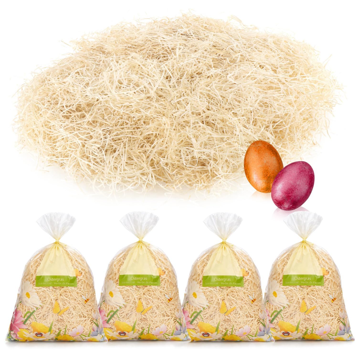 com-four Streudeko, Osterdeko zum Basteln - Holzwolle für Osterkörbe