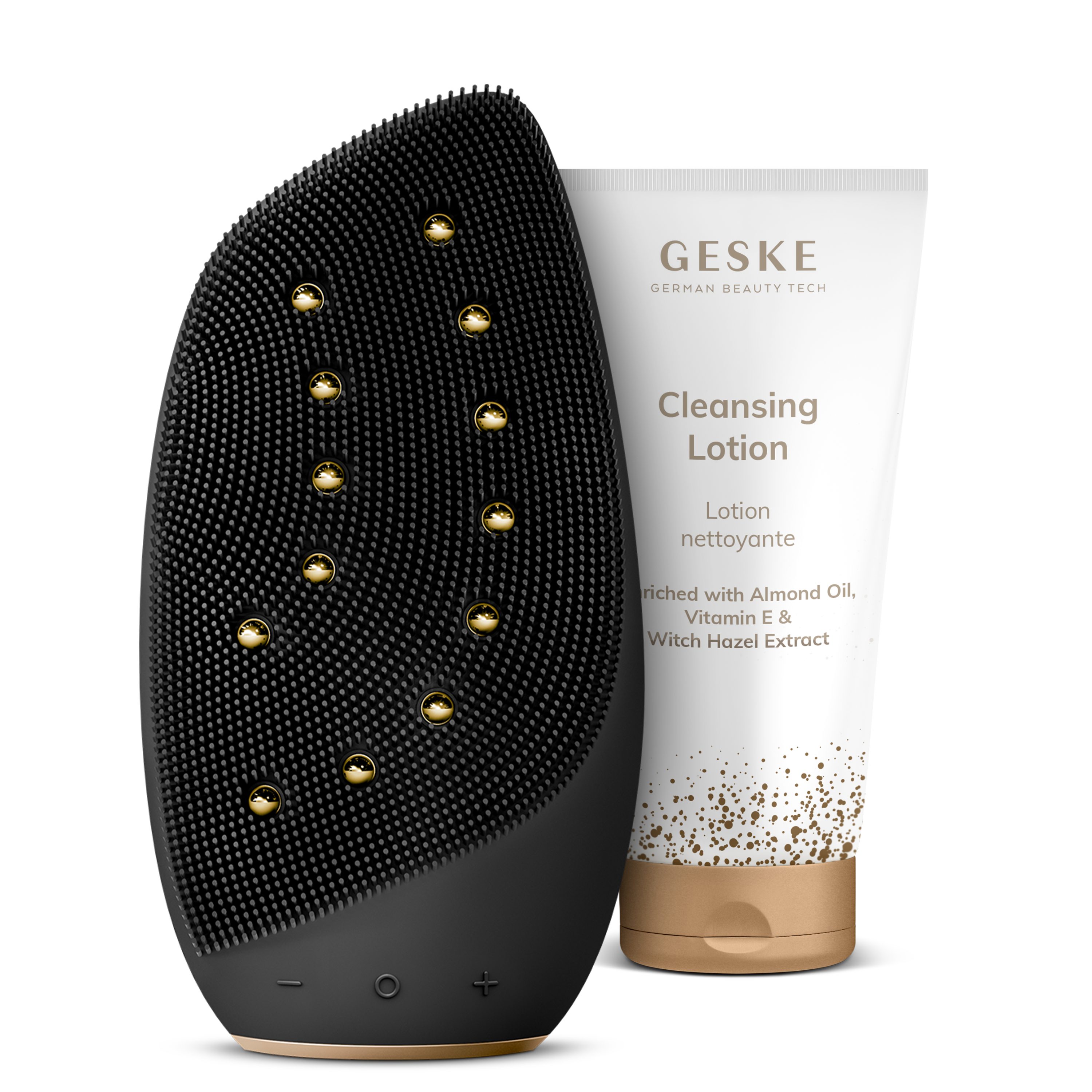 GESKE German Beauty Tech Elektrische Gesichtsreinigungsbürste Sonic Thermo Facial Brush & Face-LifterFarbe: Gray + Gratis Kosmetik, Packung (Gerät & USB-Ladekabel), 2-tlg., Gerät inkl. kostenloser APP (SmartAppGuided Device), Mit der GESKE App erhältst Du