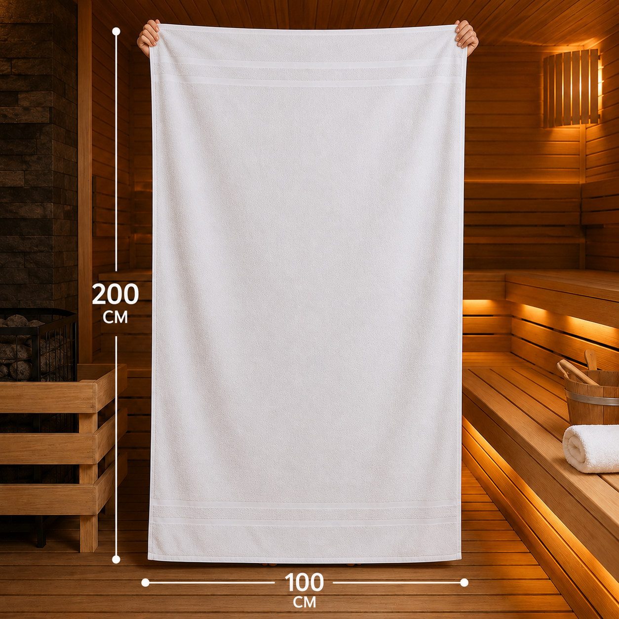 Komfortec Saunatuch 100x200 Extra Große XXL Premium Saunatuch, Unifarben (1-St), extra Große XXL, Schnelltrocknend, Frottee, Weich, Baumwolle – Bild 4 von 5