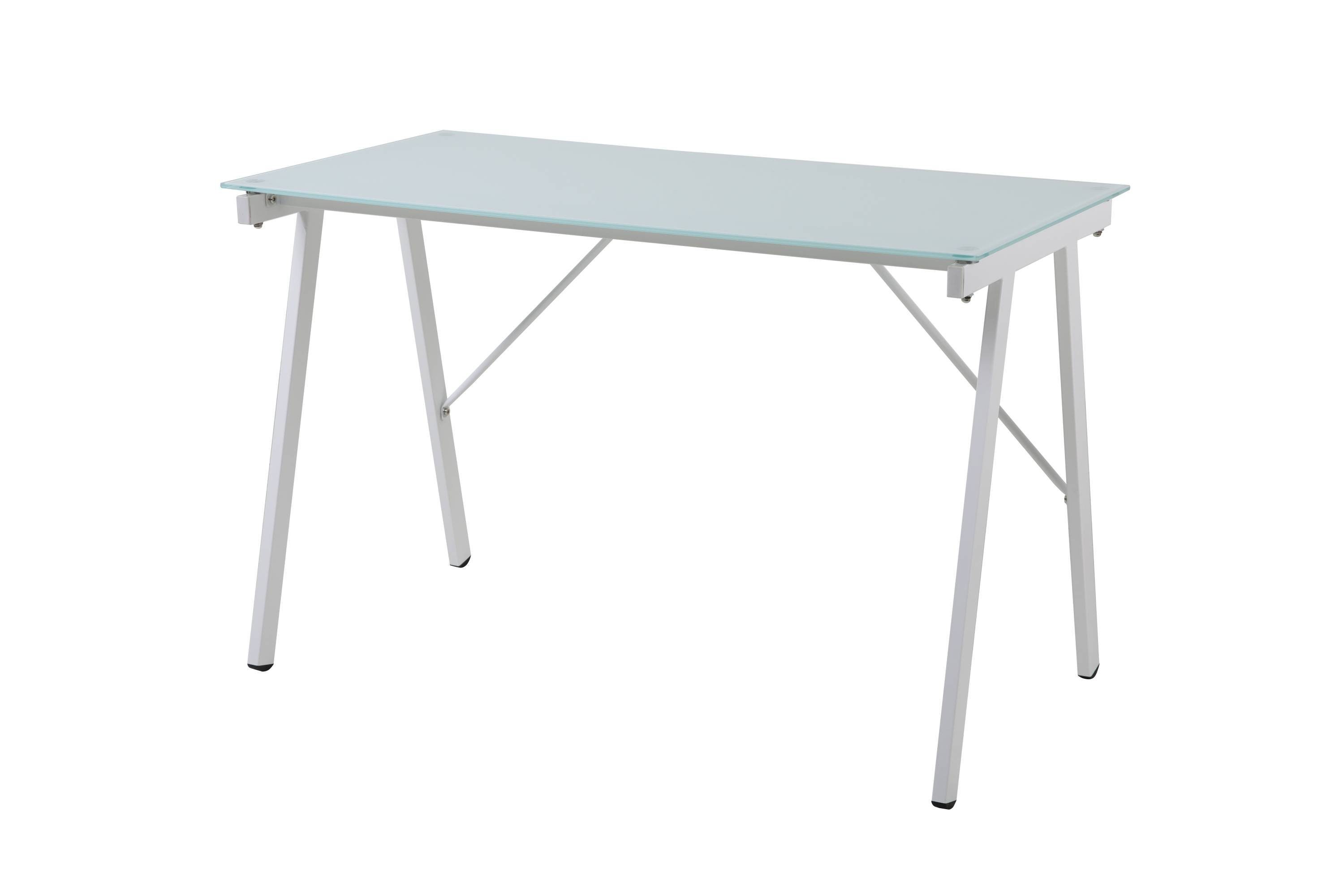 GMD Living Schreibtisch WAIN, Schreibtisch mit Tischplatte aus Sicherheitsglas weiß