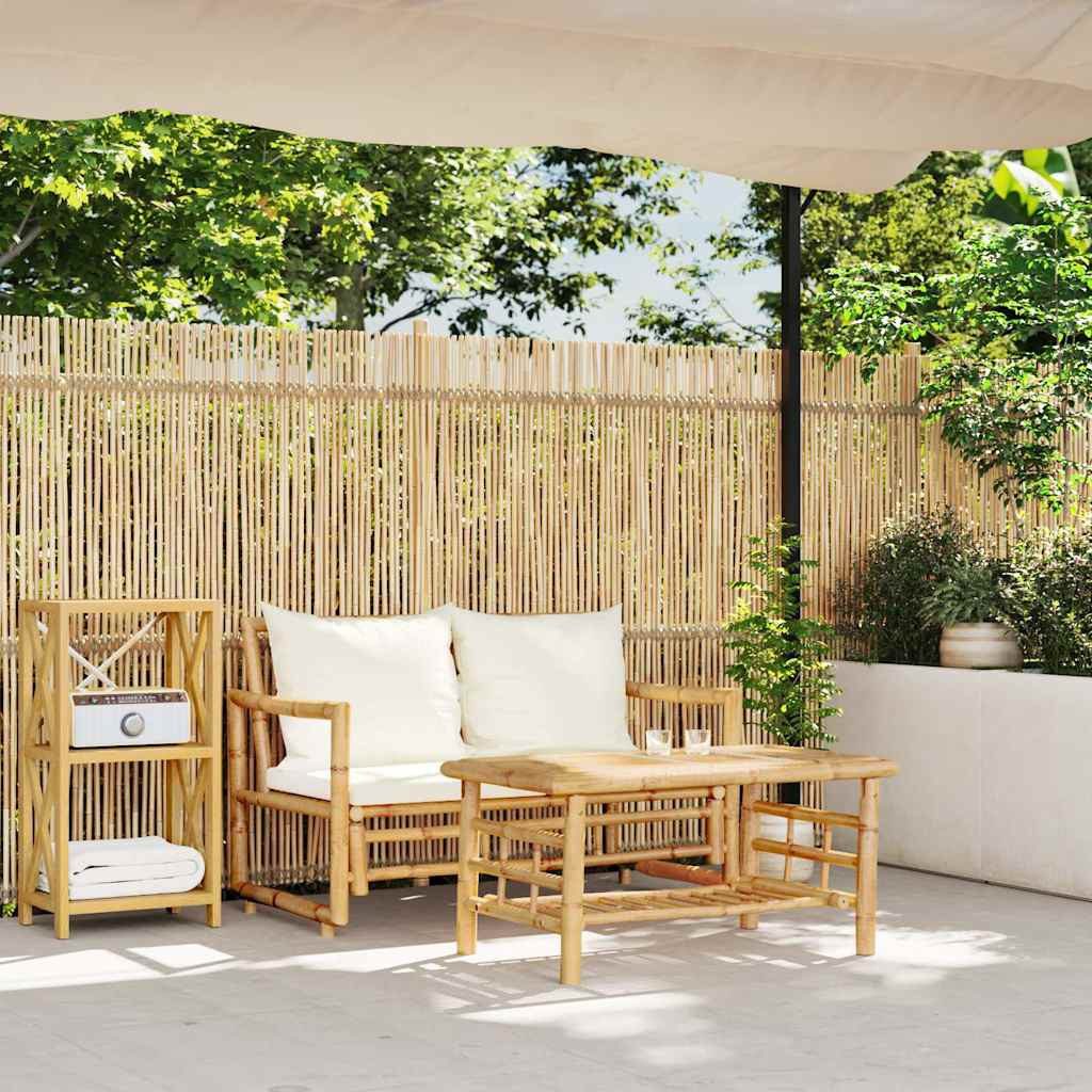 vidaXL Gartenlounge-Set 2-teiliges Gartensofa-Set mit Kissen Bambus, (1-tlg)