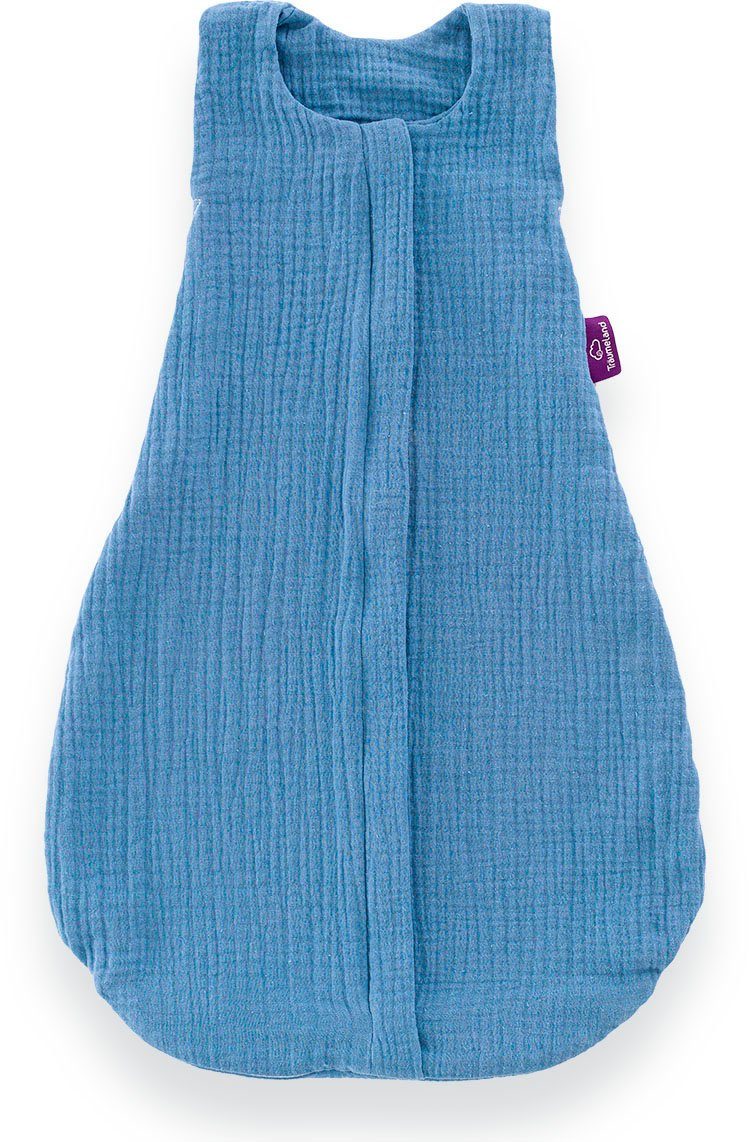 hellblau LIEBMICH Größen 60-110 Babyschlafsack Baumwollmusselin, Träumeland Sommerschlafsack in den