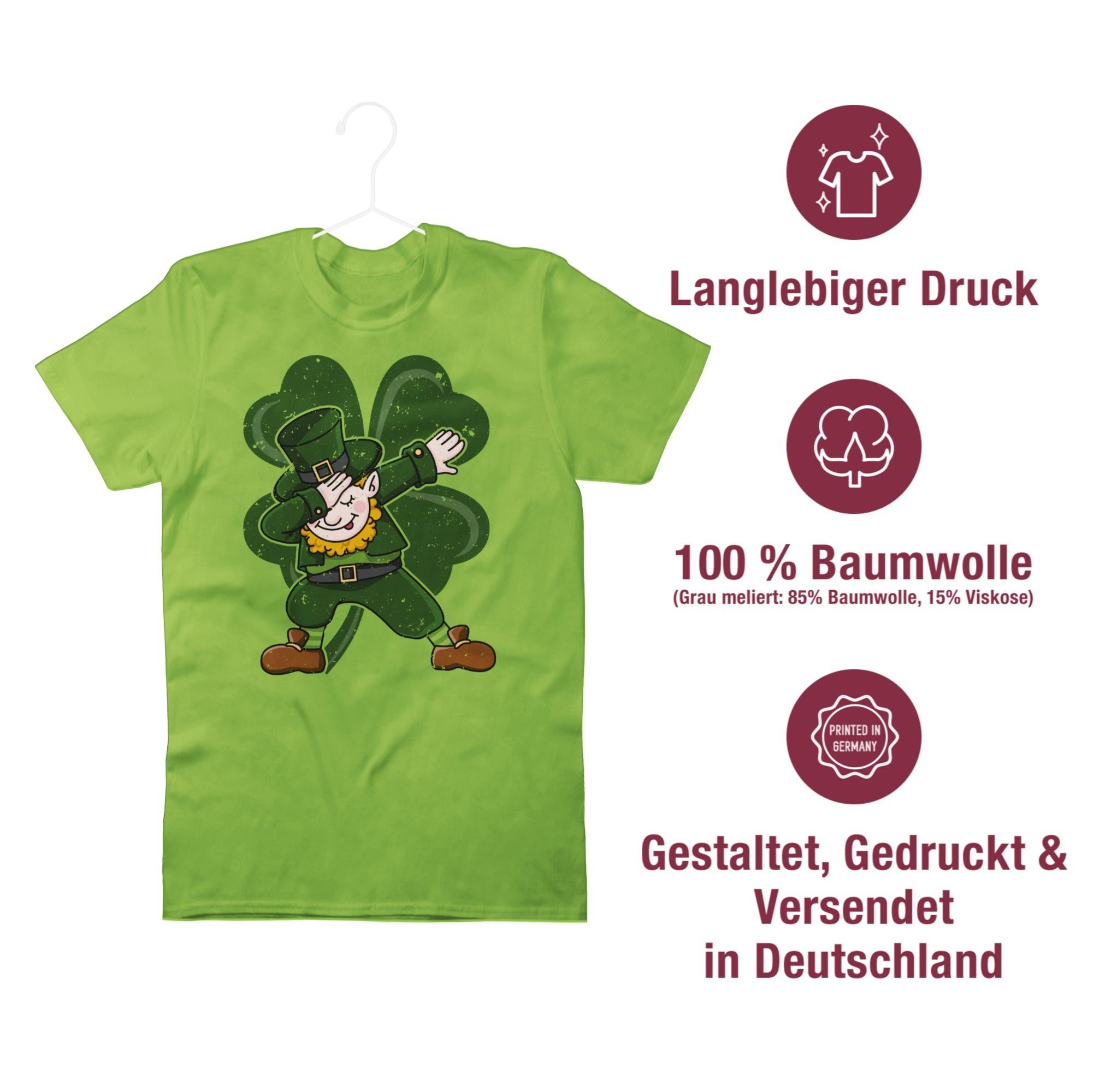 Day 02 Shirtracer St. Dabbing Leprechaun mit Patricks Hellgrün T-Shirt Kleeblatt