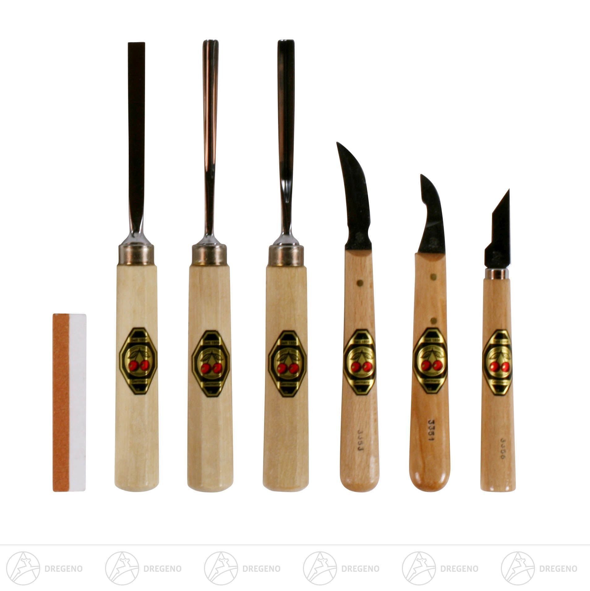 Dregeno Erzgebirge Bastelnaturmaterial Ersatzteile & Bastelbedarf 7-tlg.Satz Schnitzgarnitur 3 Beitel, 3