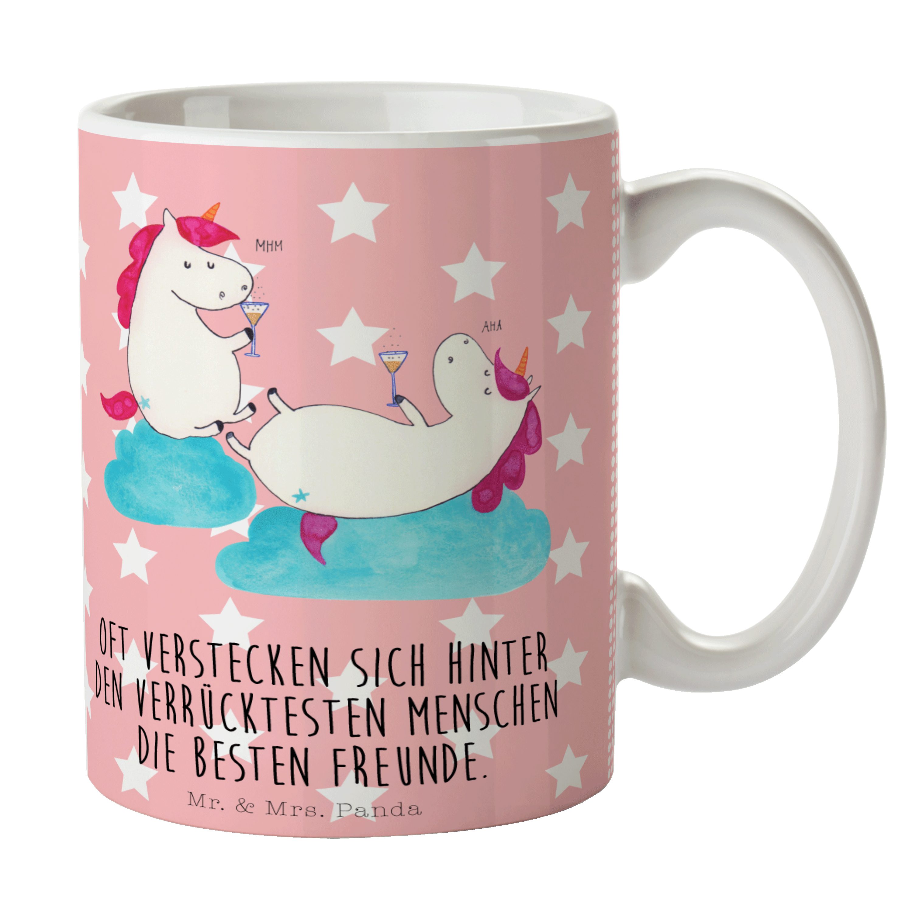 Mr. & Mrs. Panda Tasse Einhörner Sekt - Rot Pastell - Geschenk, Tasse, Geschenk Tasse, Einh, Keramik