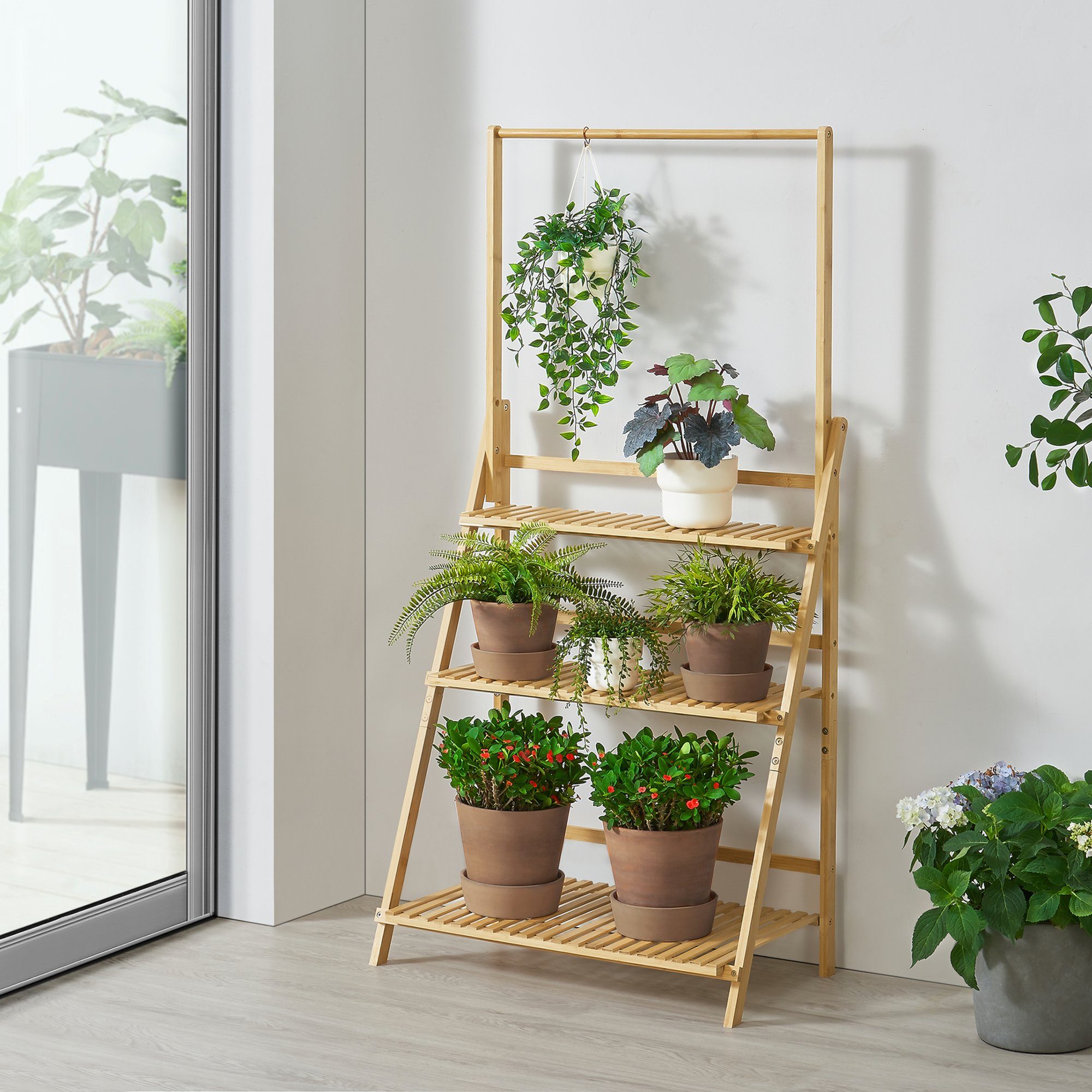 en.casa Pflanzentreppe, »Brändö« Pflanzenleiter 3-Ebenen Blumenständer für  Innen freistehend Bambus online kaufen | OTTO