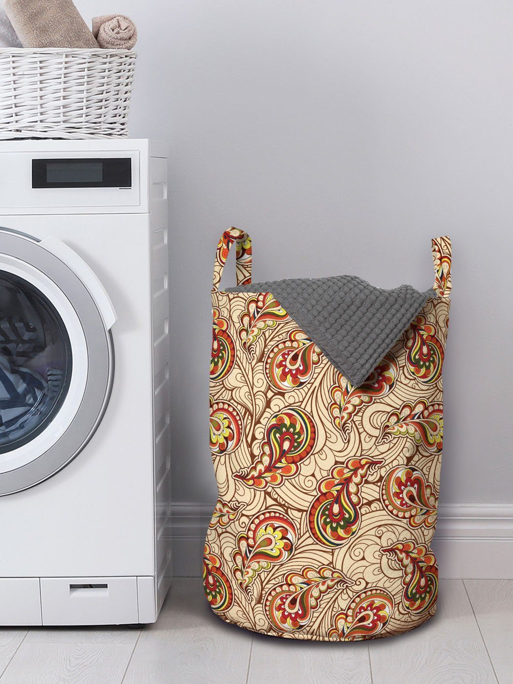 Abakuhaus Wäschesäckchen Wäschekorb mit Griffen Kordelzugverschluss für Blätter Waschsalons, Paisley