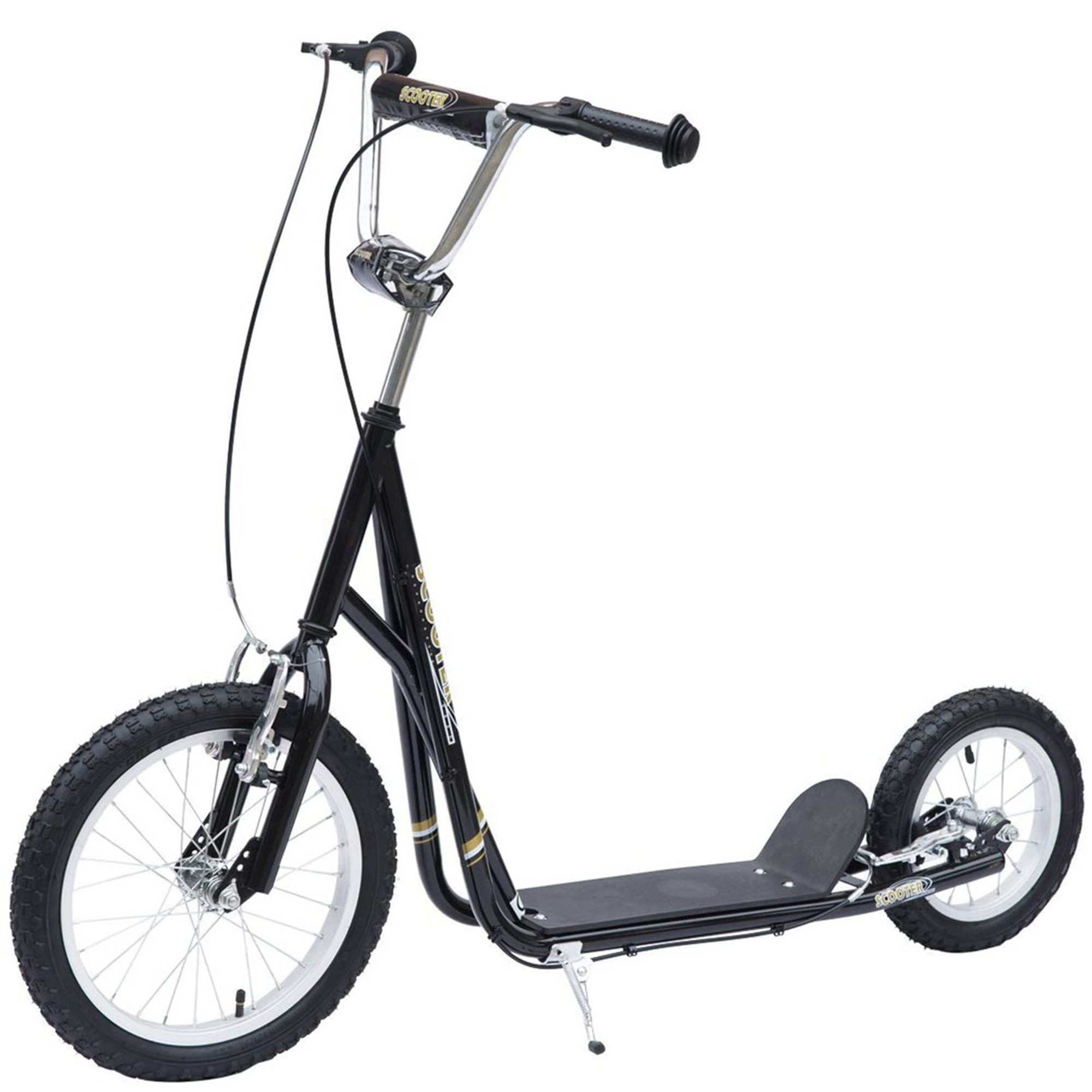 HOMCOM Scooter Kinderroller Scooter Tretroller mit Bremsen für 5+Jahre Kinder Schwarz, (1 tlg), L135 x B58 x H92-100 cm