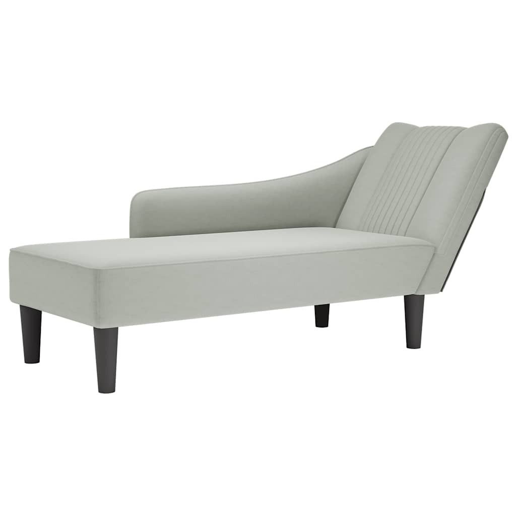 Chaiselongue Chaiselongue mit Rechter Armlehne Hellgrau Samt