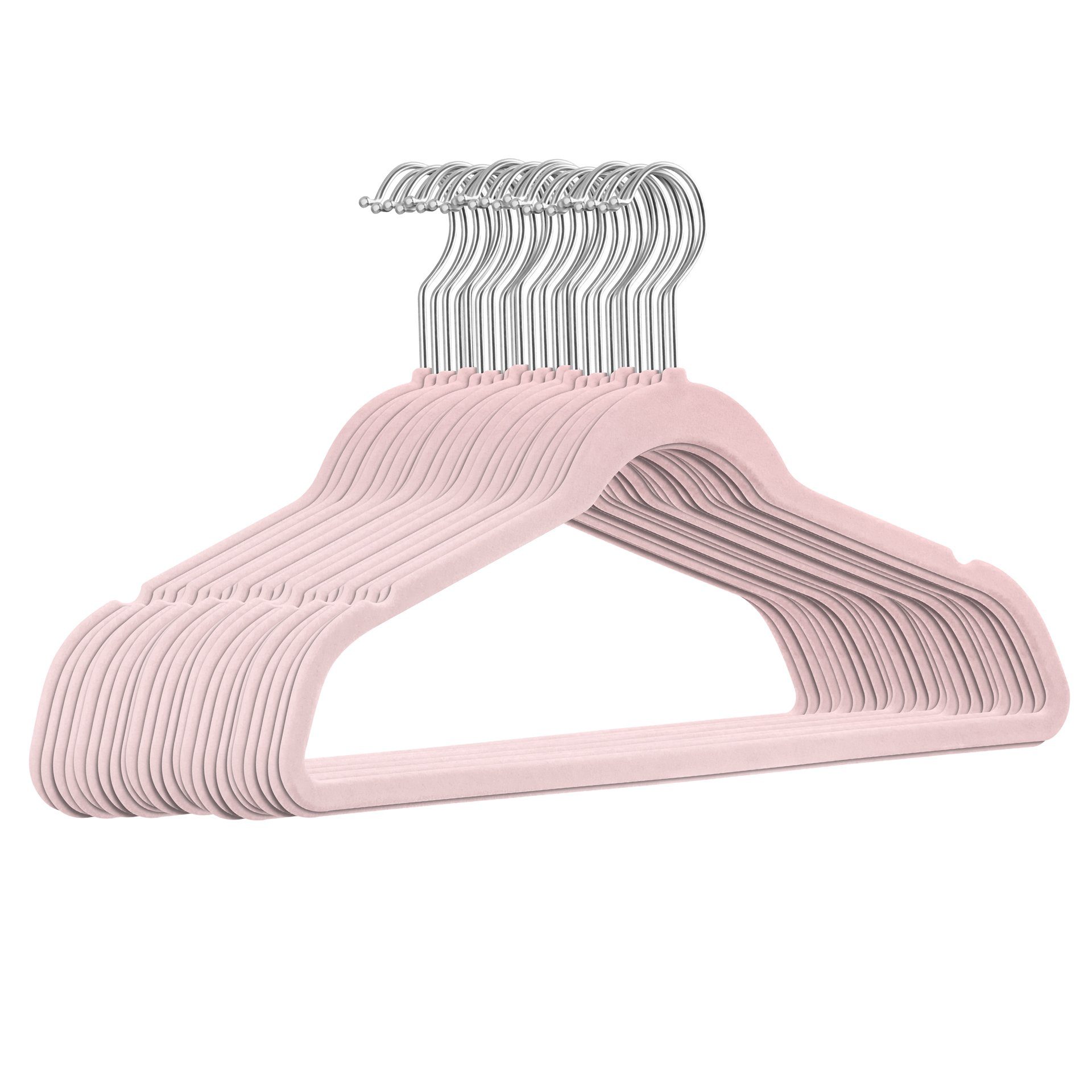 StickandShine Kleiderbügel 25 Stück Samt Kleiderbügel mit Silber Haken in verschiedenen Farben zur Wahl (25er Set) Rosa