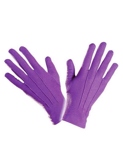 Widdmann Kostüm Stoffhandschuhe lila, Einfarbige, dehnbare Handschuhe für Damen und Herren