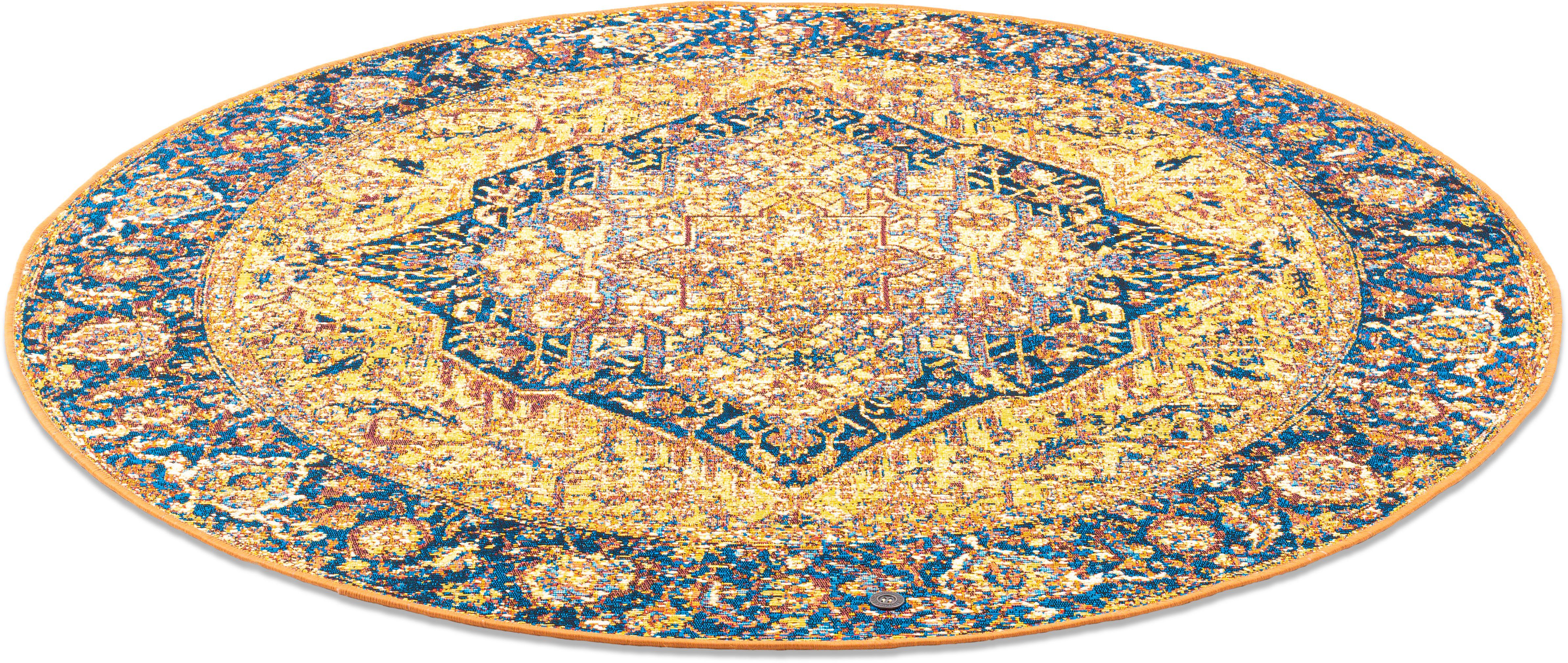 TOM TAILOR HOME Teppich Funky Outdoor Orient One, rund, Höhe: 5 mm, Flachgewebe, Orient-Optik, In- und Outdoor geeignet, Wohnzimmer