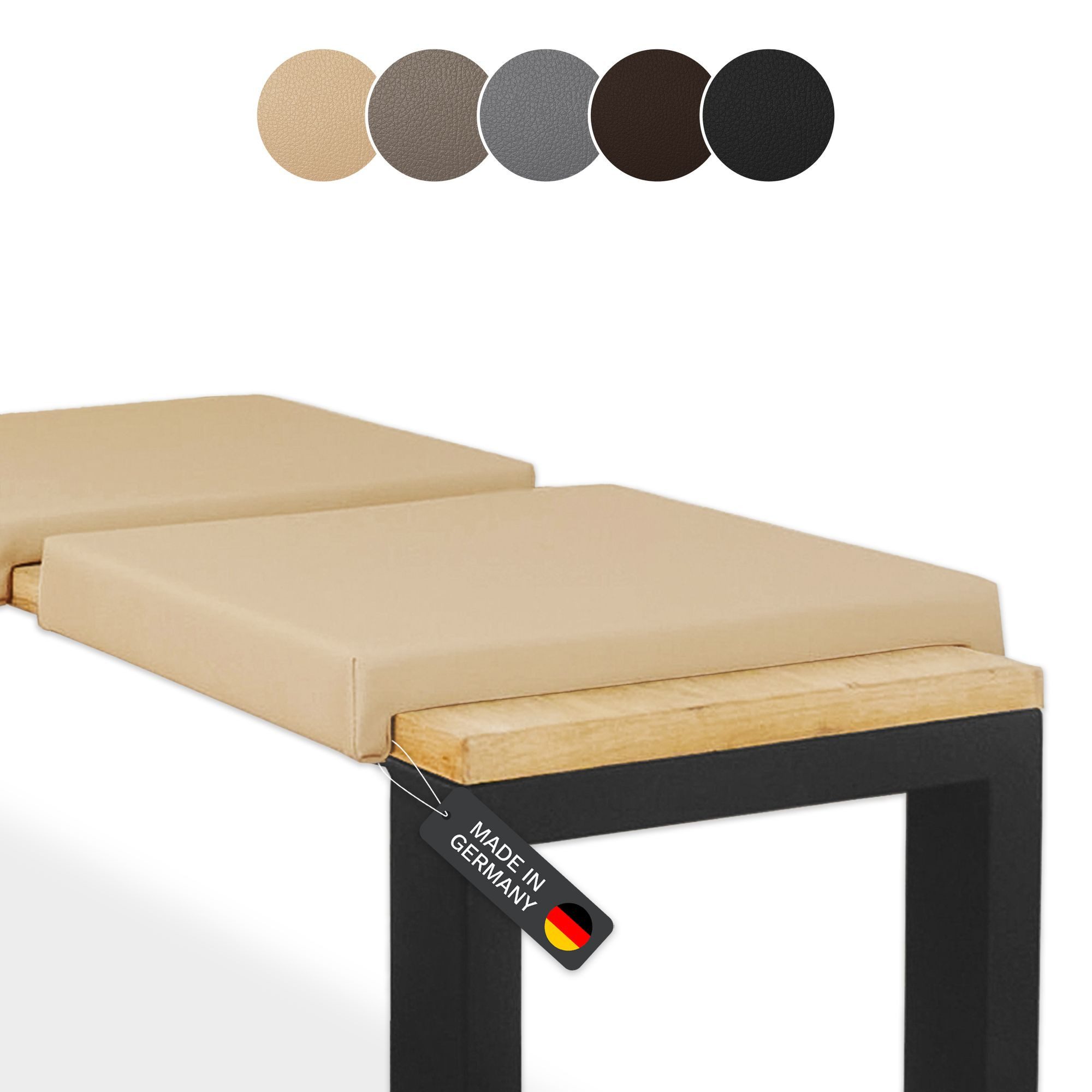 Bankauflage Klemmkissen Sitzkissen mit 2 Leisten, 37cm Klemmtiefe, Kunstleder