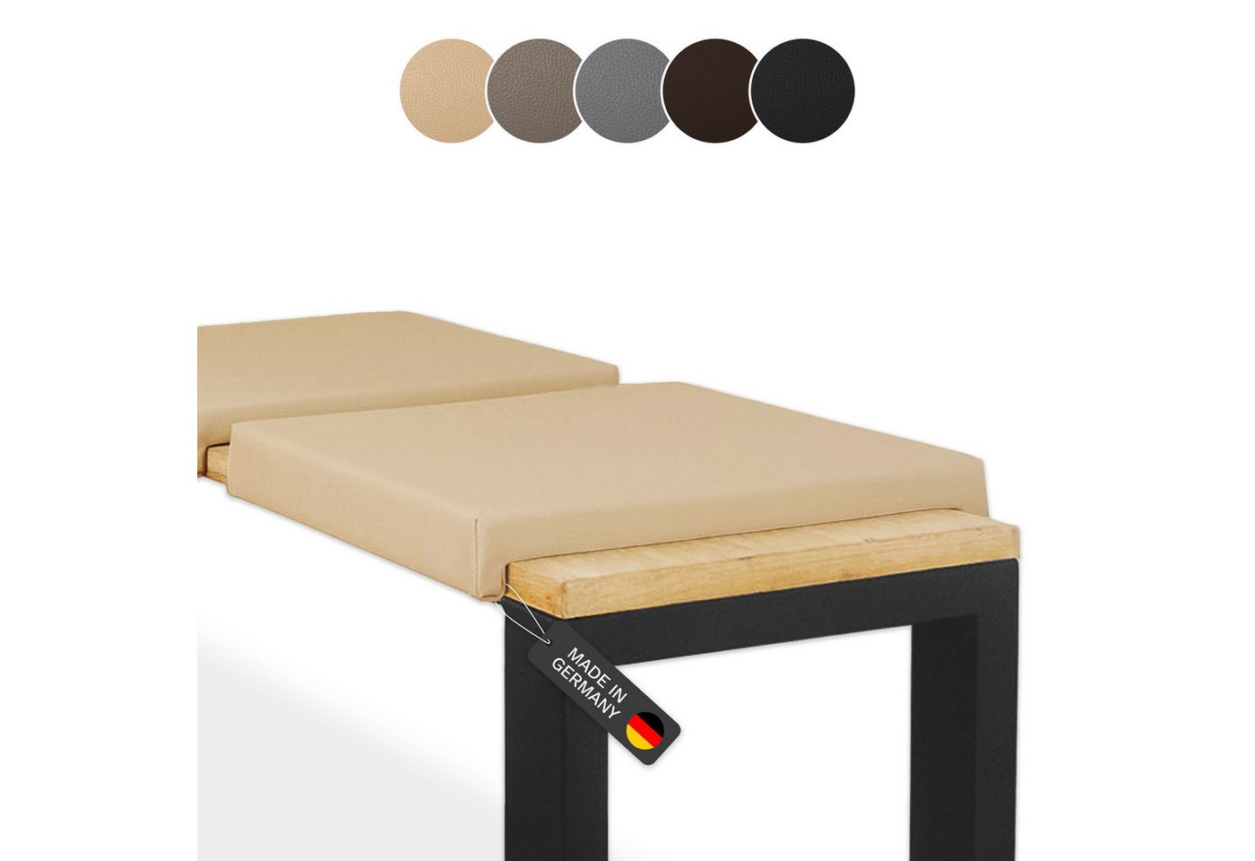 Lycce Bankauflage Klemmkissen Sitzkissen mit 2 Leisten, 37cm Klemmtiefe, Kunstleder, (1 St), hochwertiger Bezug in vielen Farben