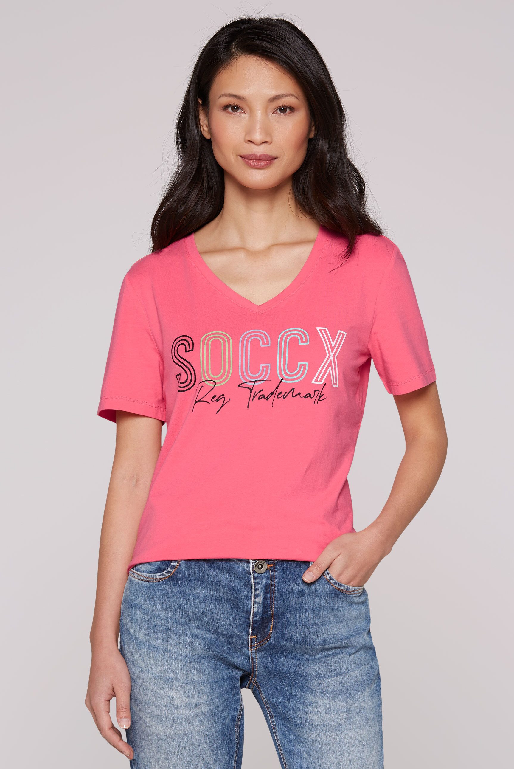 SOCCX V-Shirt mit Baumwolle