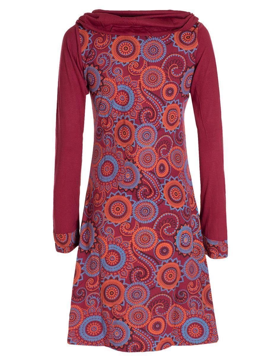 Vishes Jerseykleid Langarm Kleid Schal-Kleid Winterkleider Baumwollkleid Hippie, Goa, Ethno Style