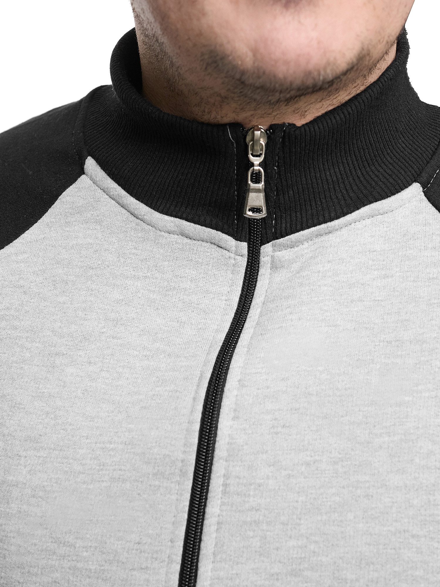 L.gonline Jogginganzug Herren Trainingsanzug Freizeitanzug ohne Kapuze 500A (Zipperjacke ohne Kapuze und Hose, 2-tlg., Zipperjacke und Hose), Fitness Freizeit C – Bild 4 von 5
