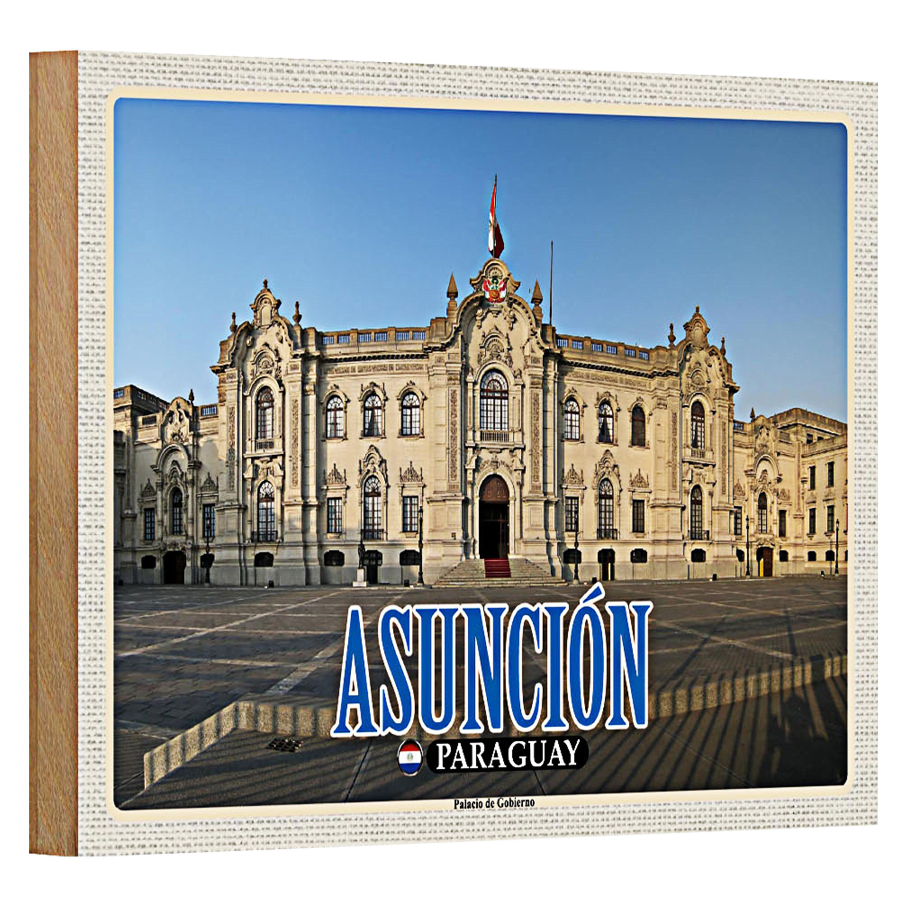 Roomando Holzbild Reise 18x12cm Asuncion Paraguay Palacio de Gobierno