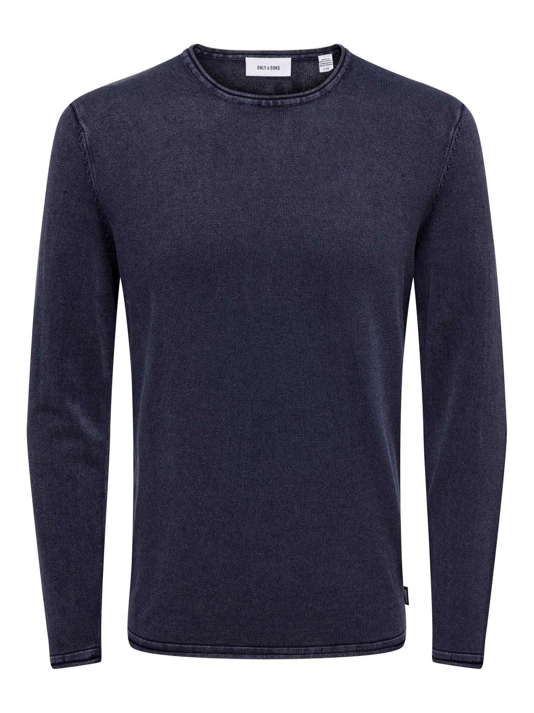 Strickpullover Lässiger Feinstrick Washed Design Rundhals