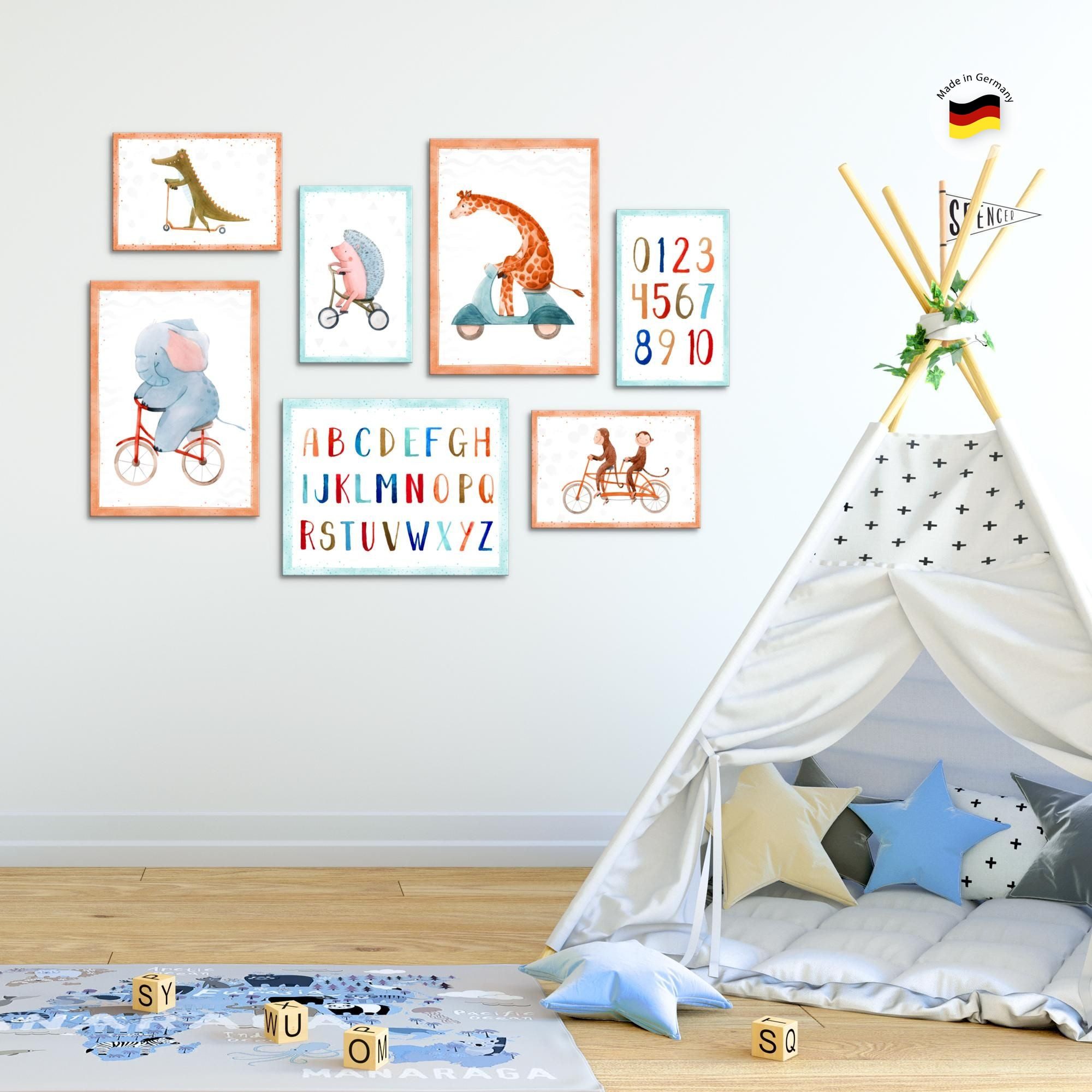 Novart Wandbild Tiere ABC AUFHÄNGFERTIG Zirkus Kinderzimmer Mädchen Junge 7 N020971a, 110L x 73B cm