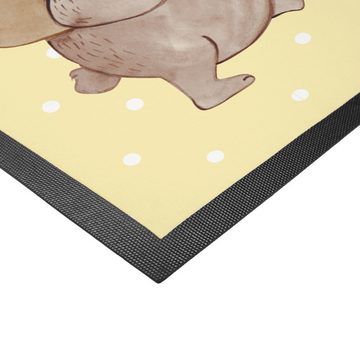 Fußmatte 40 x 60 cm Papa Bär - Gelb Pastell - Geschenk, Familie, Vati, weltbes, Mr. & Mrs. Panda, Höhe: 0.3 mm, abriebfest