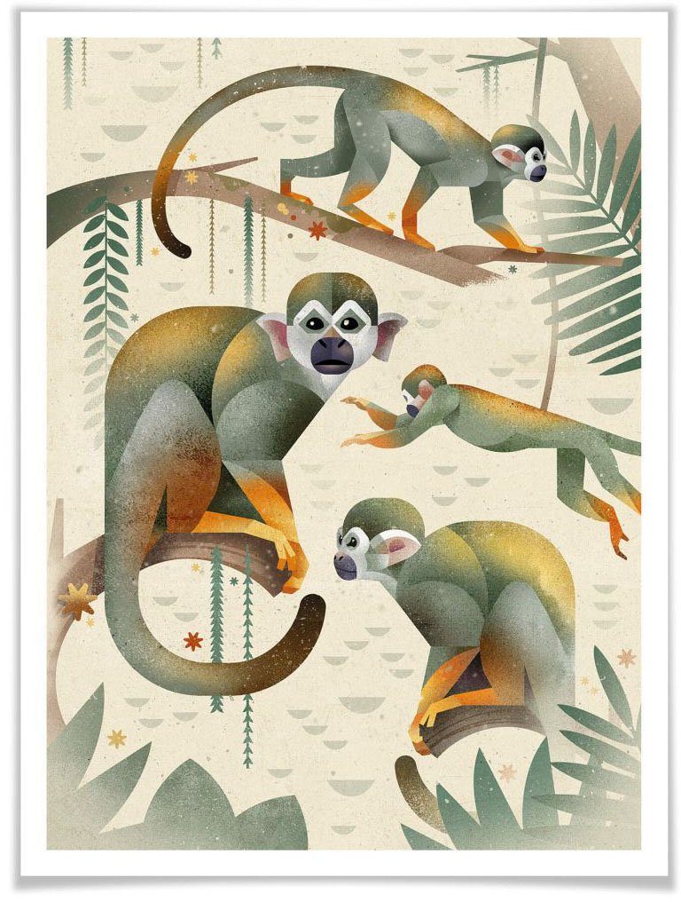 Förderungsmaßnahme Wall-Art Poster Squirrel Monkeys, Tiere Poster, Wandposter St), Wandbild, Bild, (1