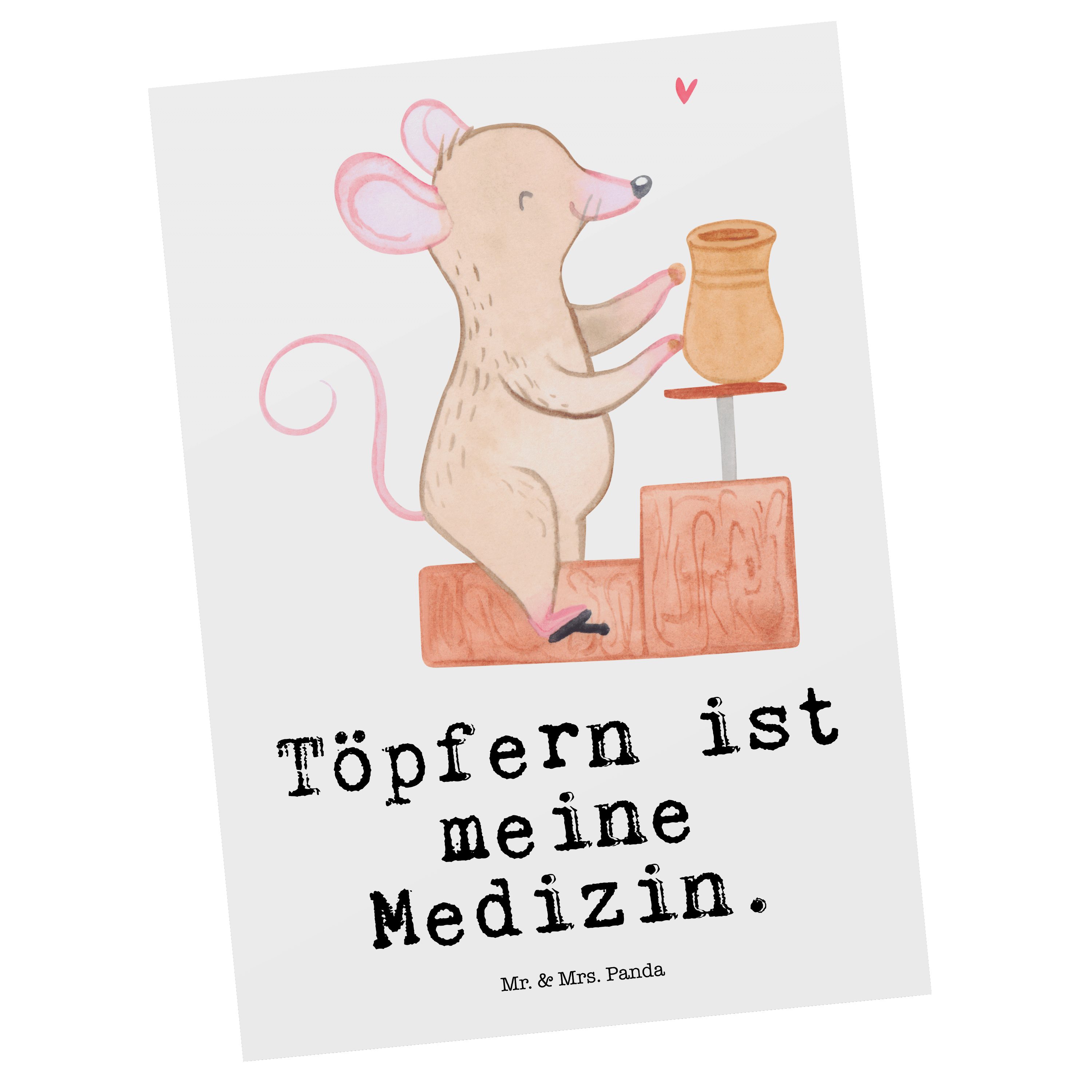 Mr. & Mrs. Panda Geschenk, Einladu Postkarte Töpfern - - Maus Weiß Sport, Medizin Ansichtskarte
