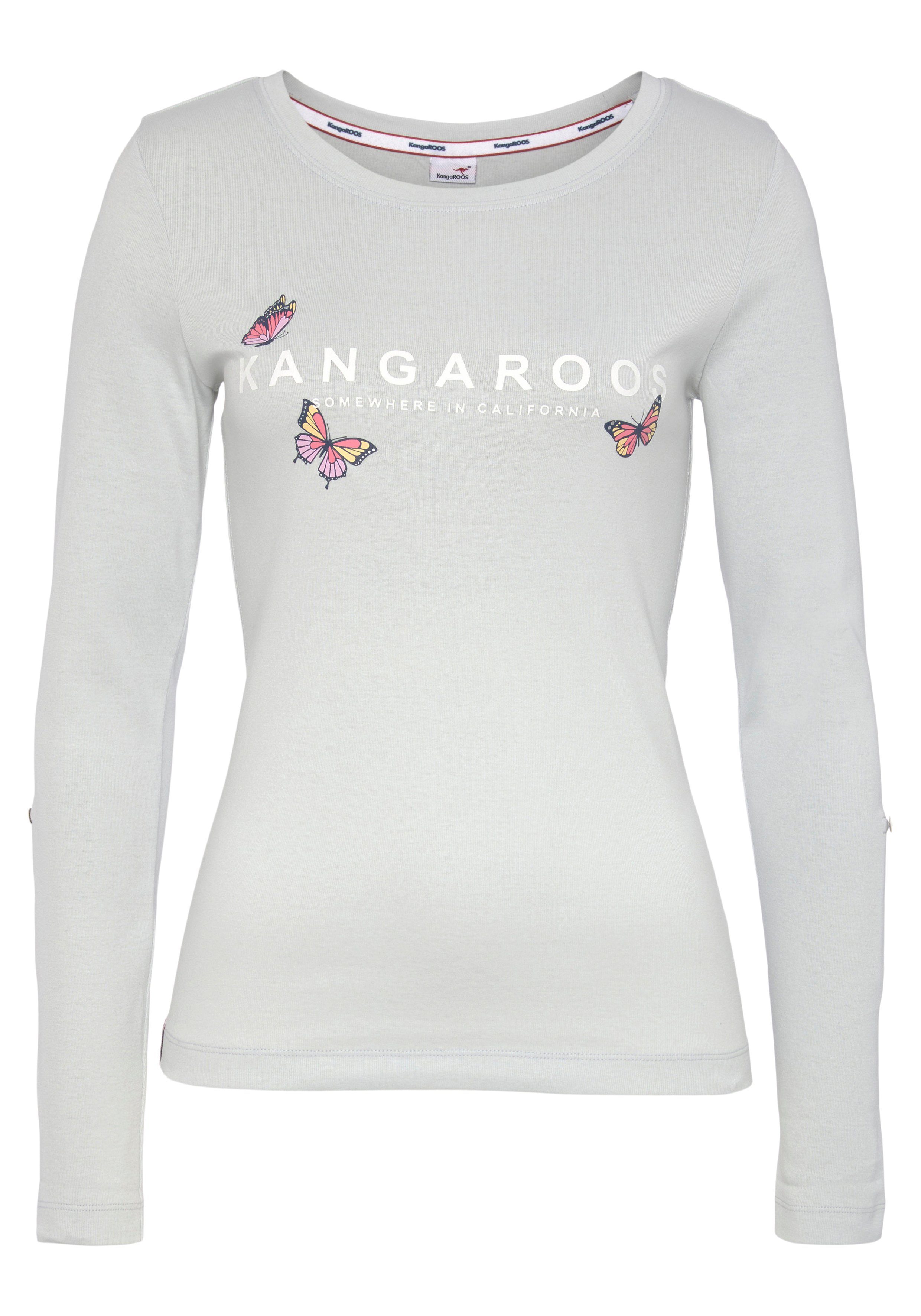 KangaROOS Langarmshirt krempelbare Ärmel, sehr figurbetonter Schnitt