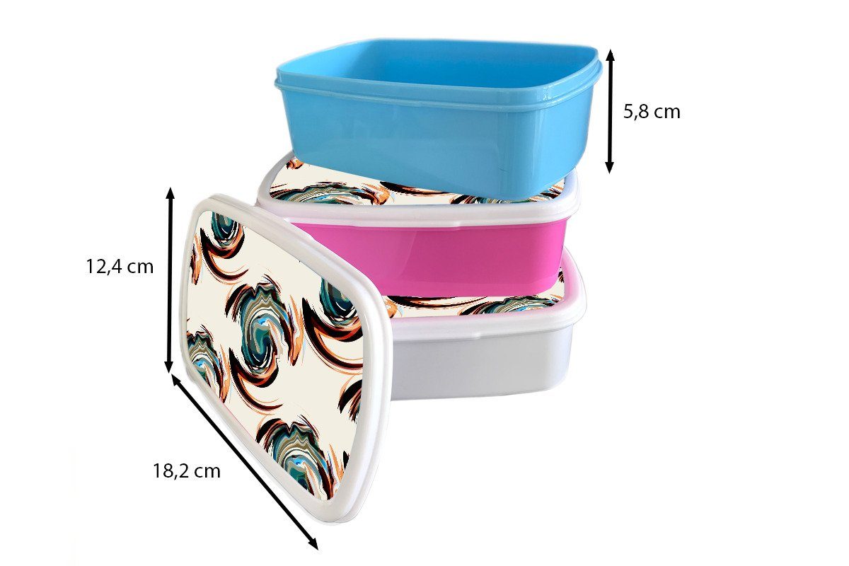 MuchoWow Brotdose, für Farbe, Muster für Jungs - Lunchbox - (2-tlg), Mädchen Erwachsene, Abstrakt Brotbox weiß Kinder Kunststoff, und und