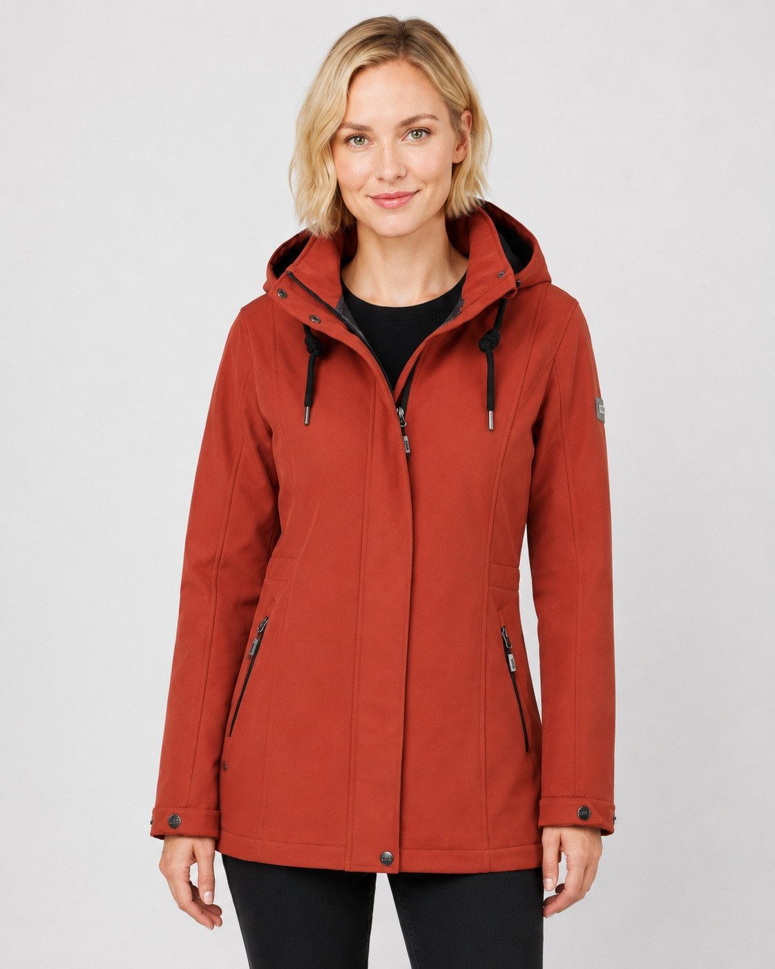 DEPROC Active Softshellparka Softshellparka Neeke – 3-Lagen-Laminat mit Fleece-Innen mit abnehmbarer Kapuze