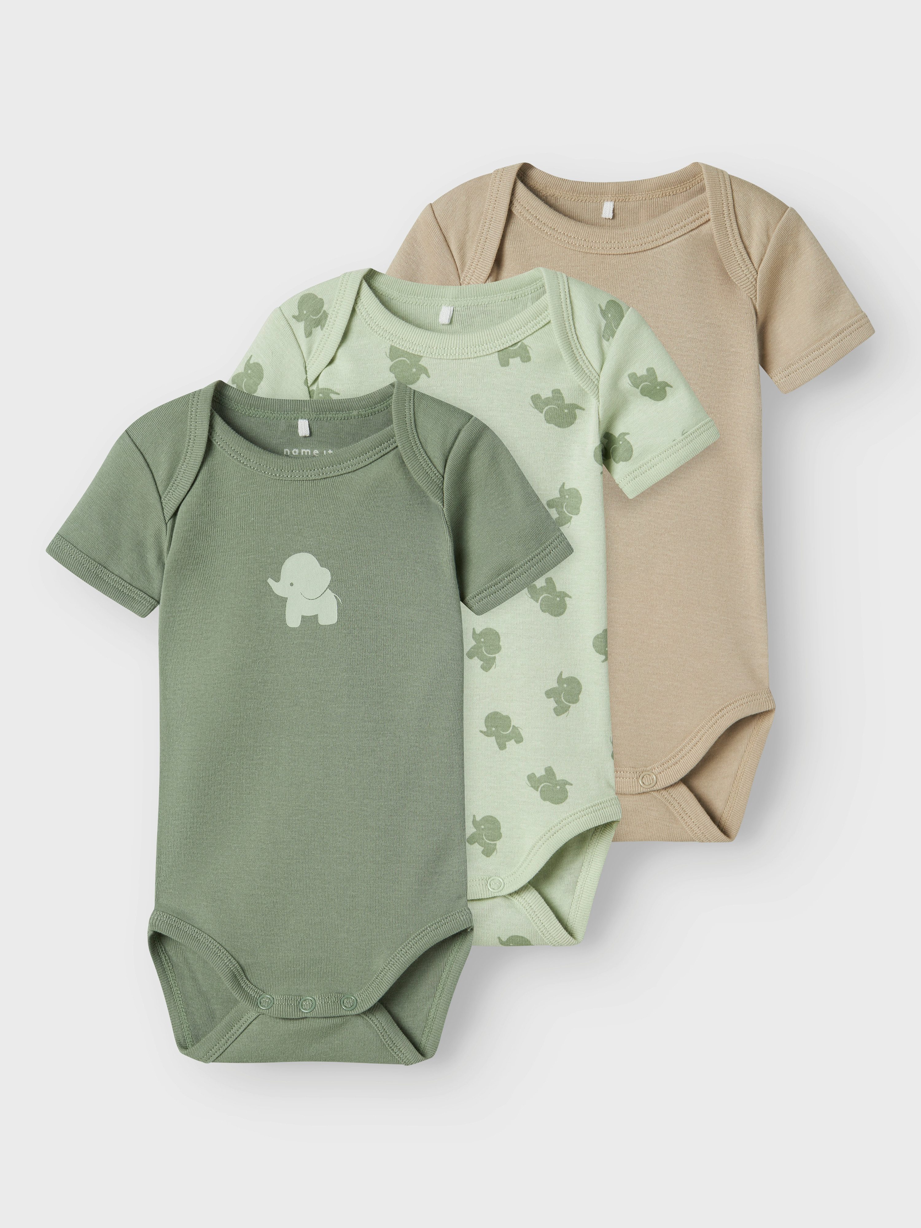 Name It Kurzarmbody NBMBODY 3P SS SEA FOAM ELEPHANT NOOS (Packung, 3-tlg)