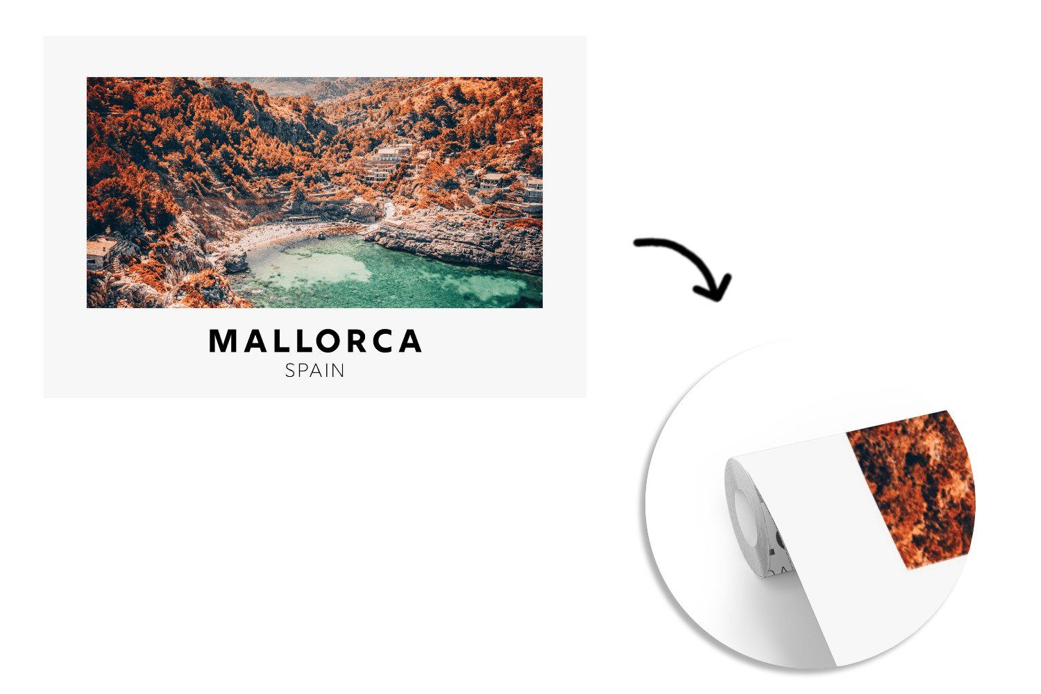 Spanien St), Natur, Wohnzimmer, Fototapete (6 - Mallorca für Wallpaper - Matt, Schlafzimmer, Tapete MuchoWow Vinyl bedruckt, Kinderzimmer,