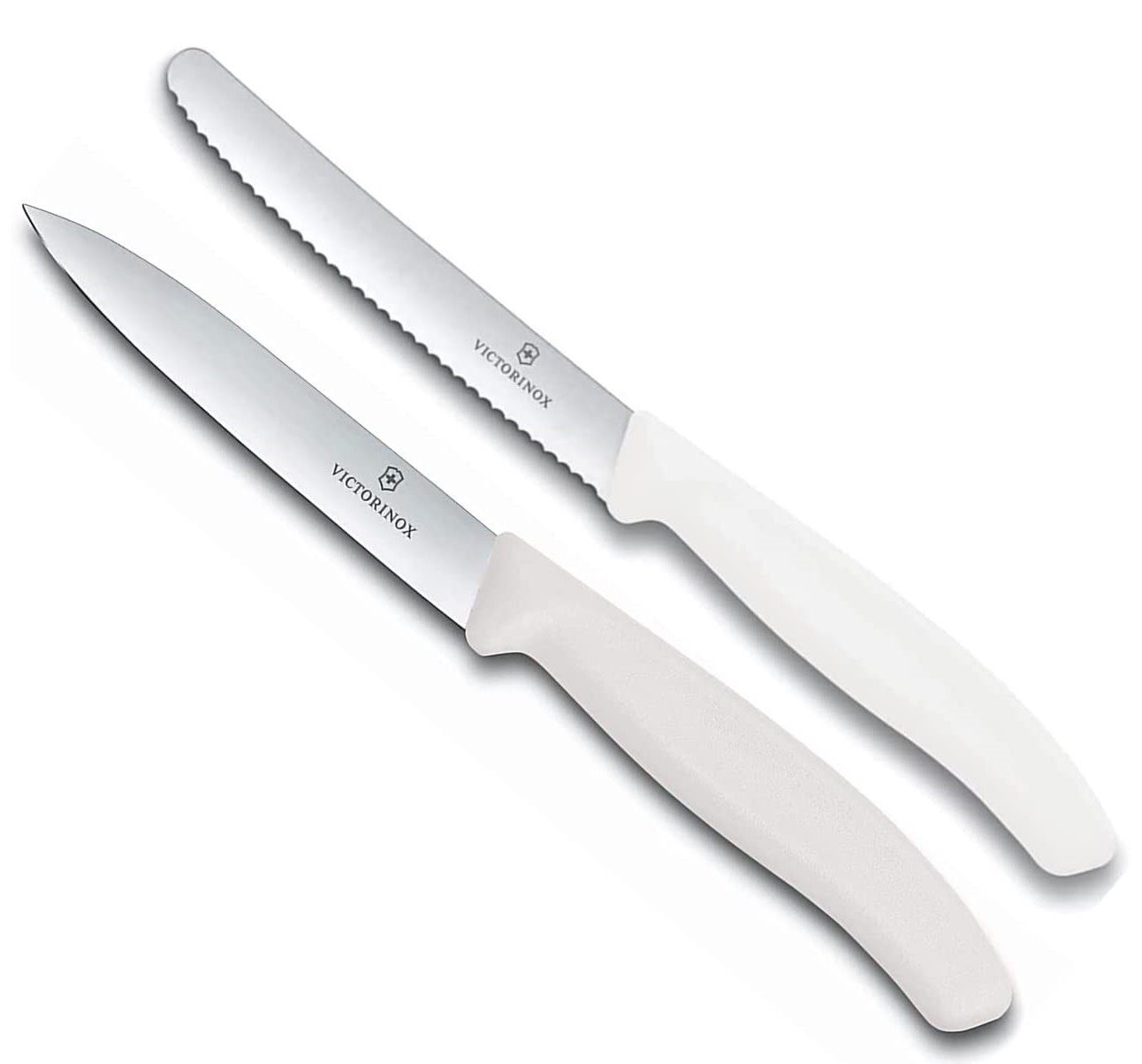 Victorinox Tafelmesser Swiss Classic Gemüsemesser-Set, ultrascharfe Klingen, 2er Set Ideale Wahl für Tomaten, zeitloses Design in Weiß